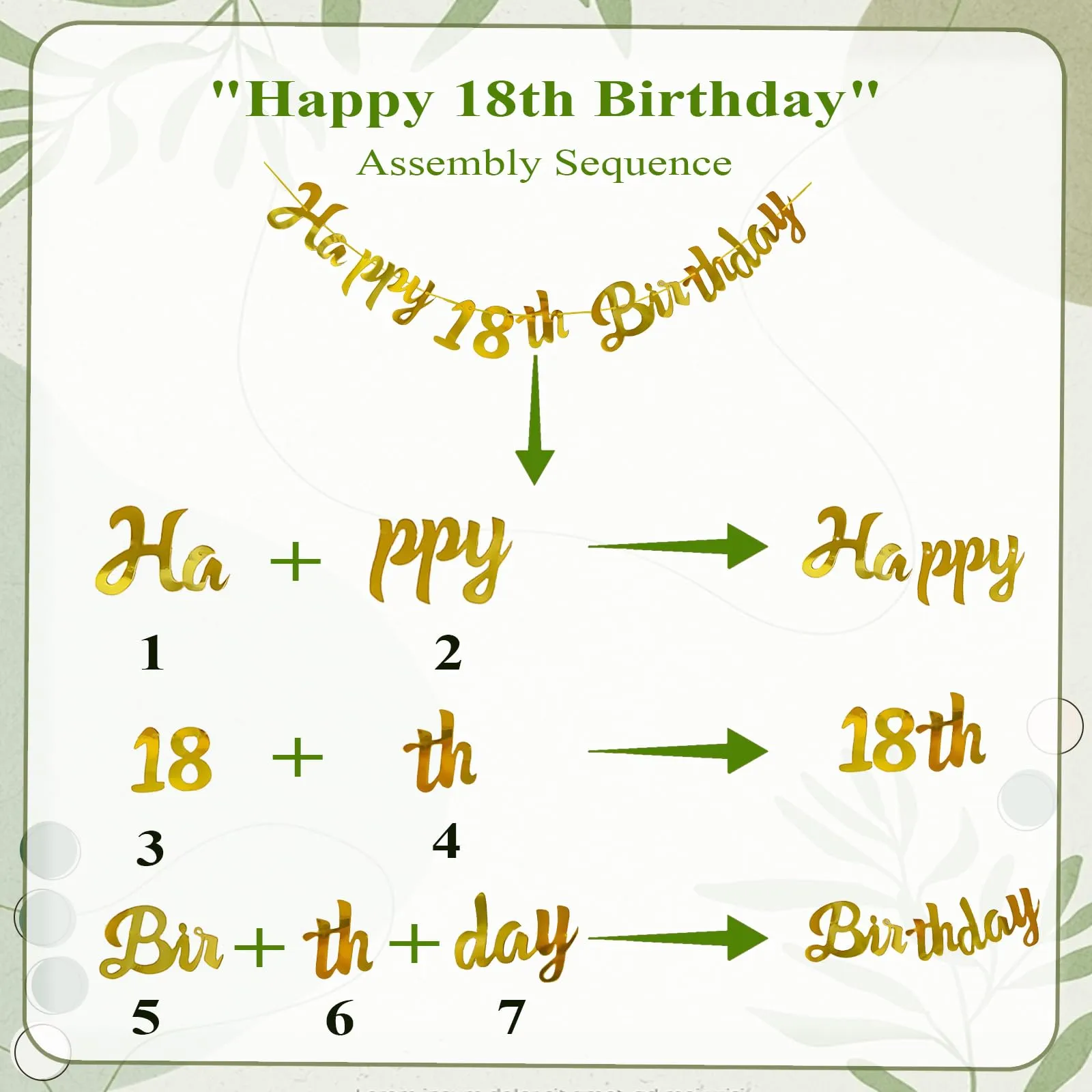 Almaxi Decorazioni Compleanno 18 Anni Verde Oro e Bianco, Set Palloncini e Striscione - immagine 8