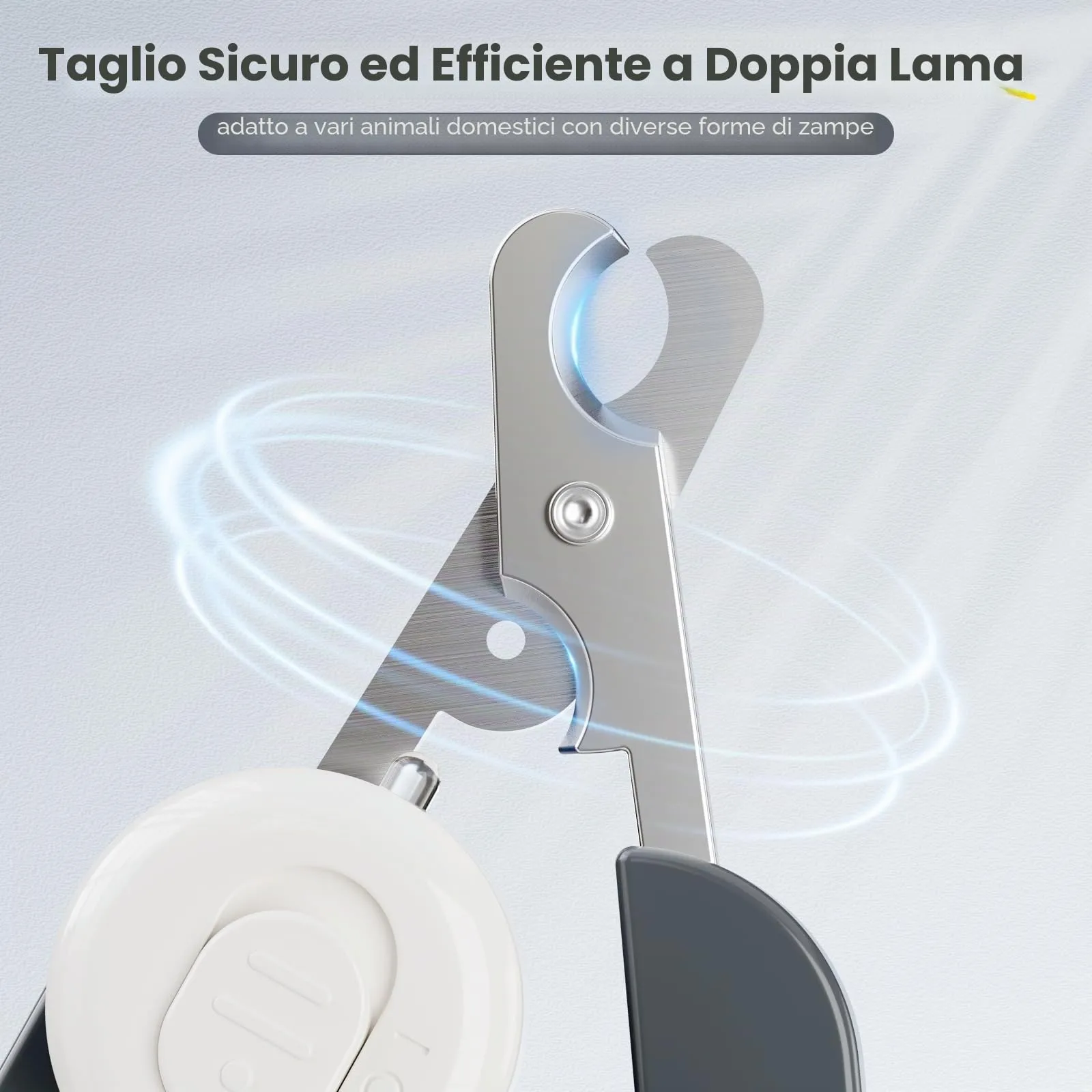 Euqvunn Tagliaunghie per Gatti e Piccoli Animali con Doppia Lama e Luce LED (Grigio Bianco) - immagine 3