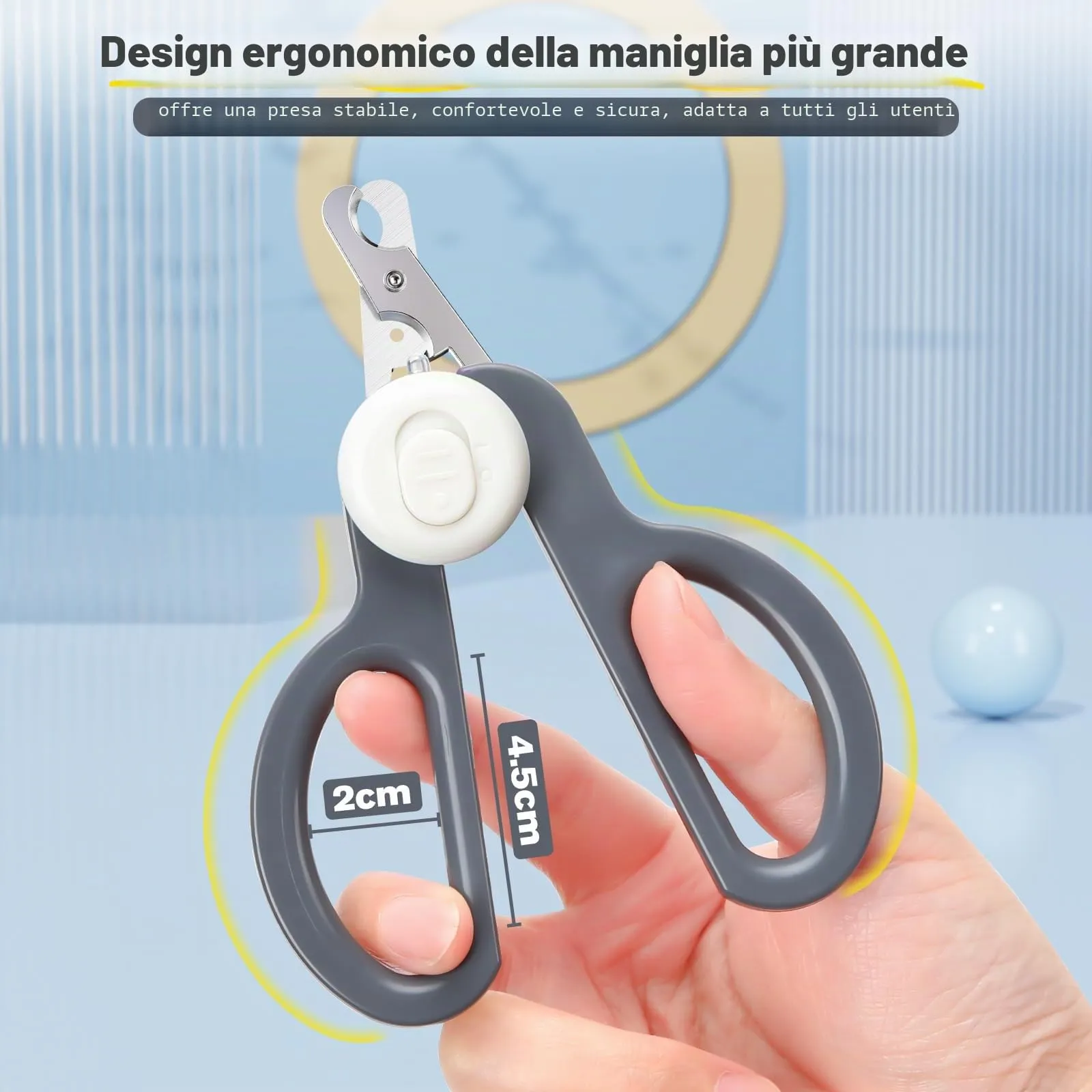 Euqvunn Tagliaunghie per Gatti e Piccoli Animali con Doppia Lama e Luce LED (Grigio Bianco) - immagine 4