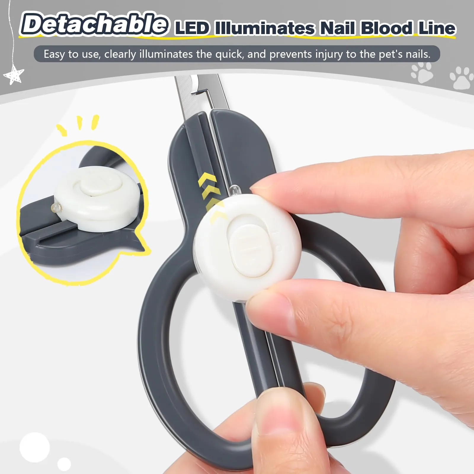 Euqvunn Tagliaunghie per Gatti e Piccoli Animali con Doppia Lama e Luce LED (Grigio Bianco) - immagine 5