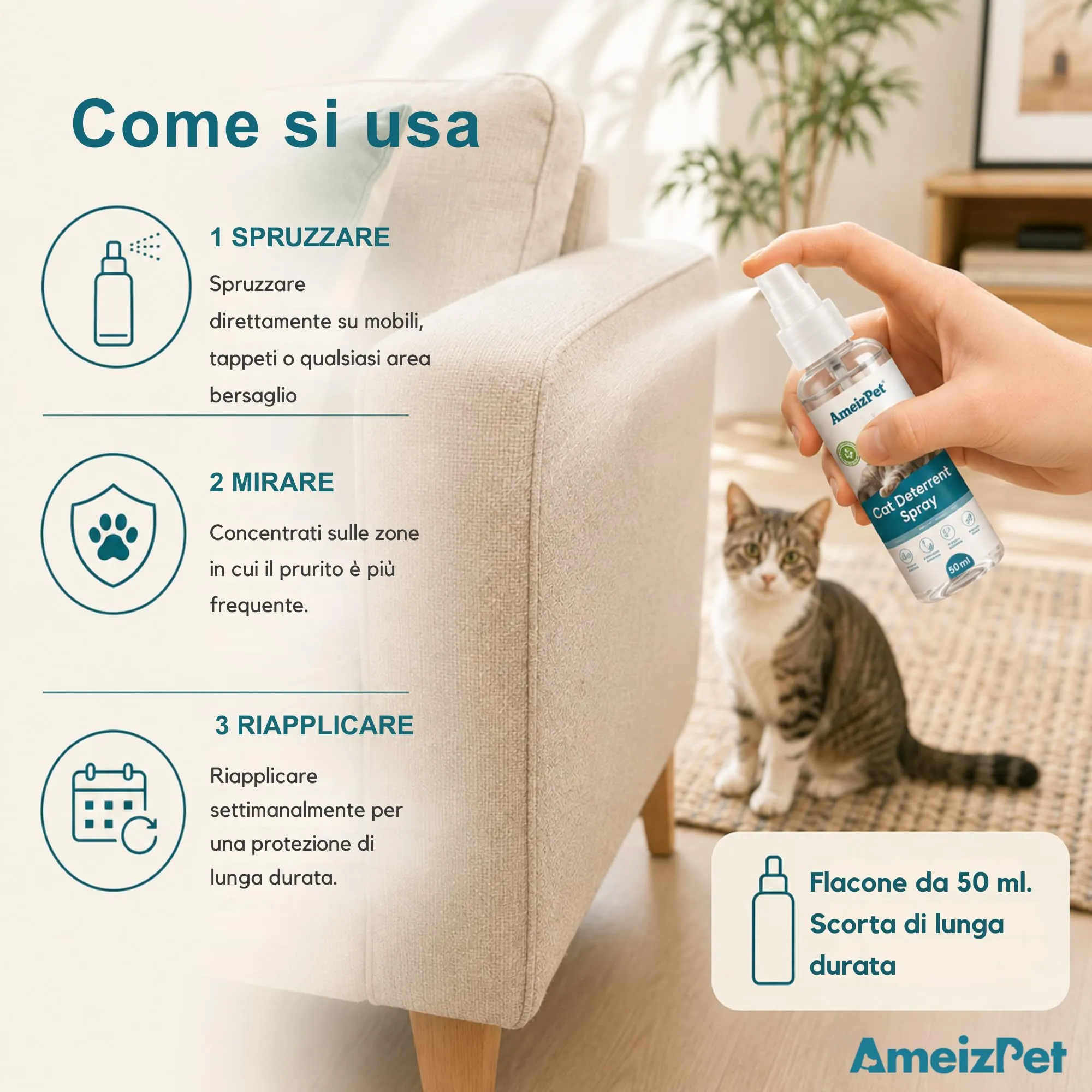 AmeizPet Spray Disabituante per Gatti, 50 ml - immagine 4