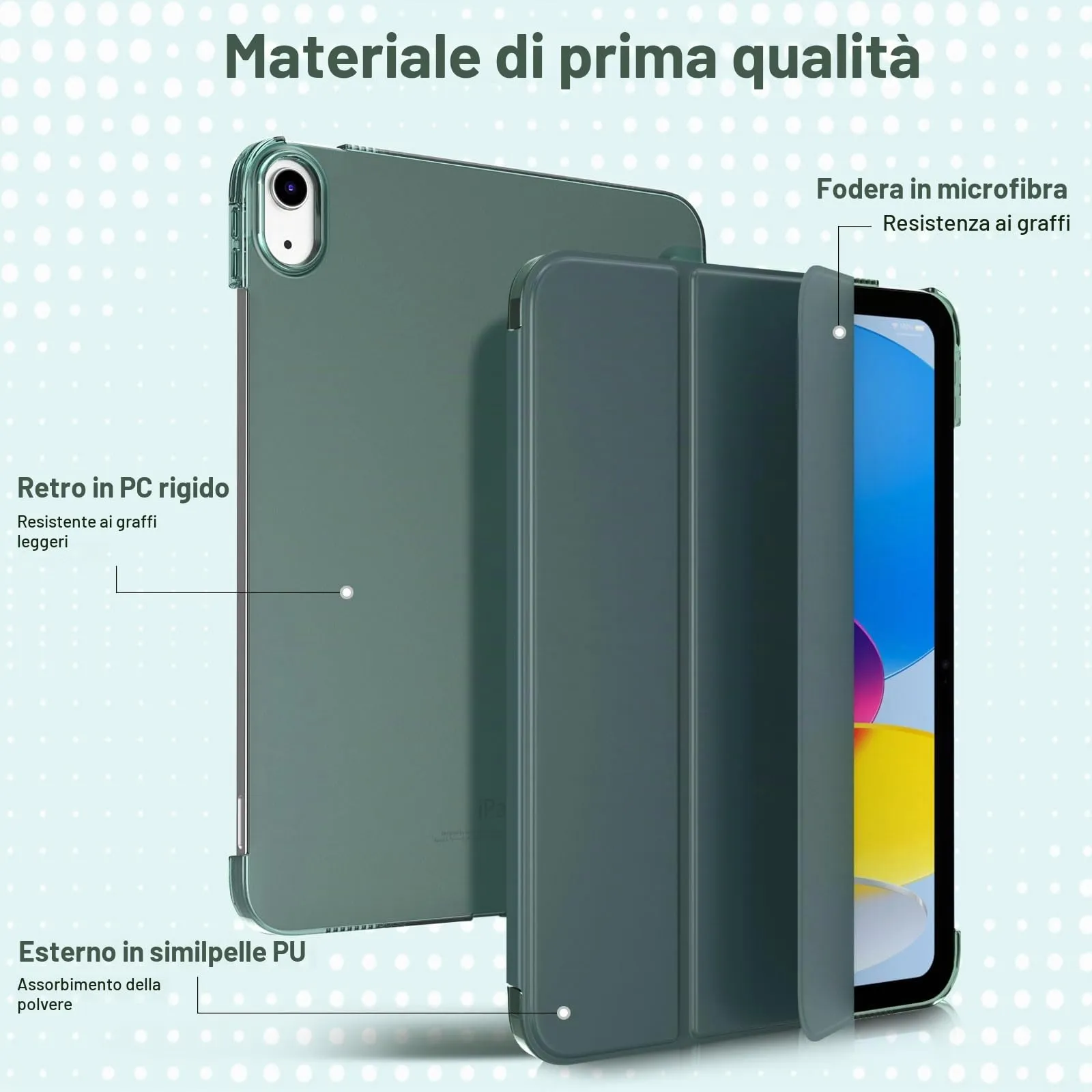 TiMOVO Cover per iPad 11" (A16) e iPad 10 Gen 10,9", Verde Scuro - immagine 3