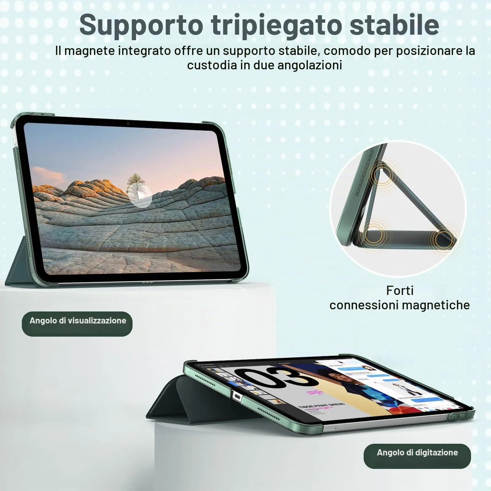 TiMOVO Cover per iPad 11" (A16) e iPad 10 Gen 10,9", Verde Scuro - immagine 4