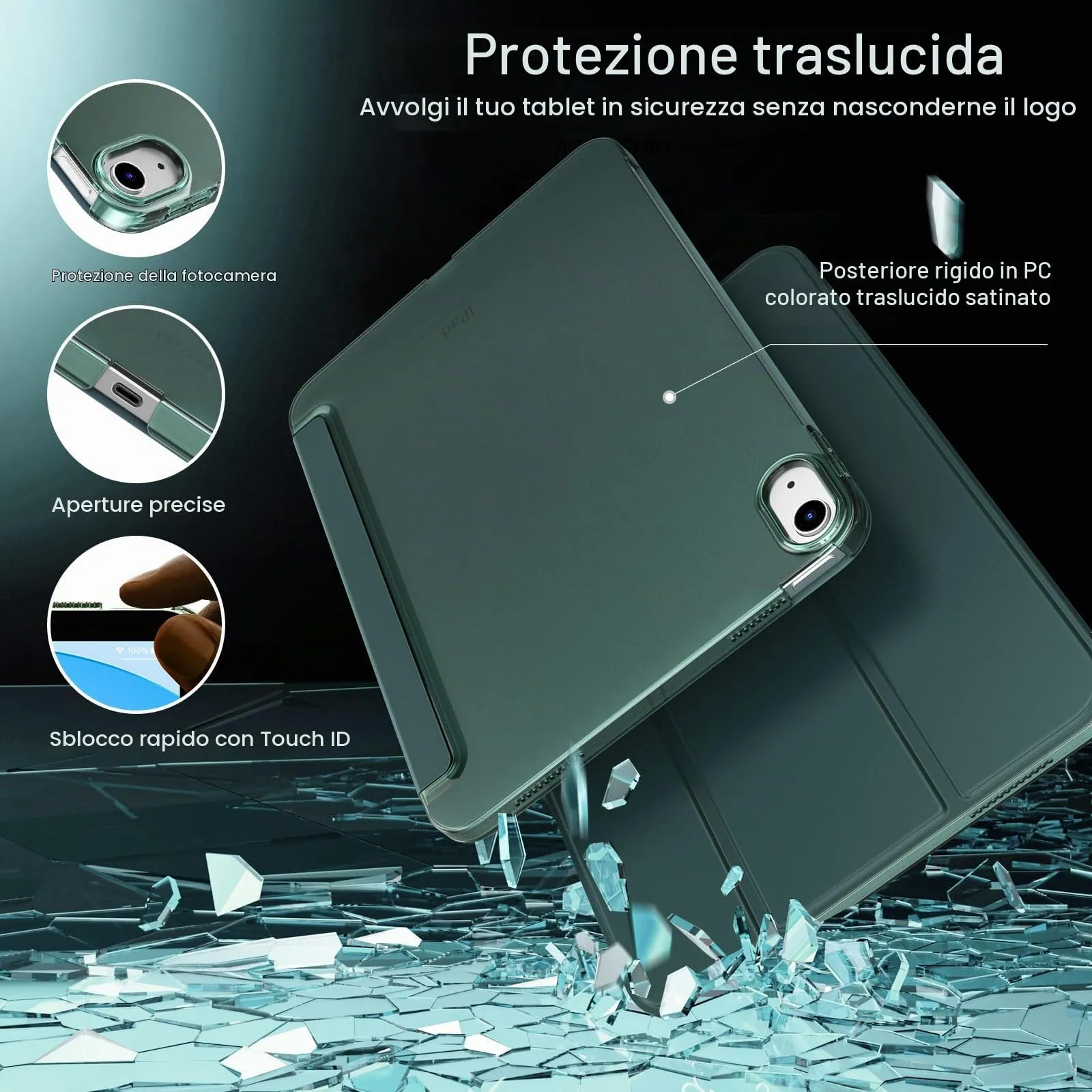 TiMOVO Cover per iPad 11" (A16) e iPad 10 Gen 10,9", Verde Scuro - immagine 5