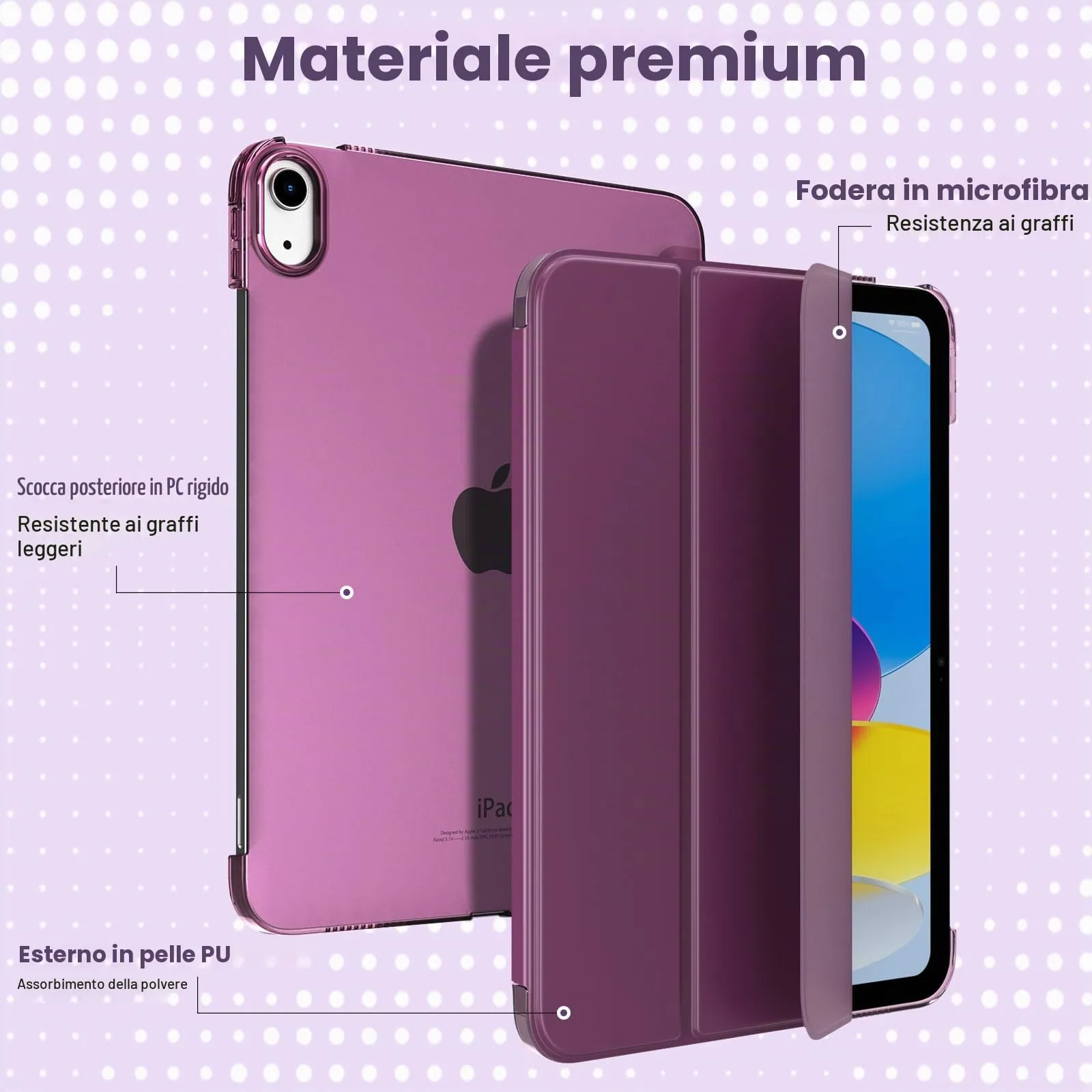 TiMOVO Custodia per iPad 11" (A16) e iPad 10 Generazione 10,9", Viola Scuro - immagine 3