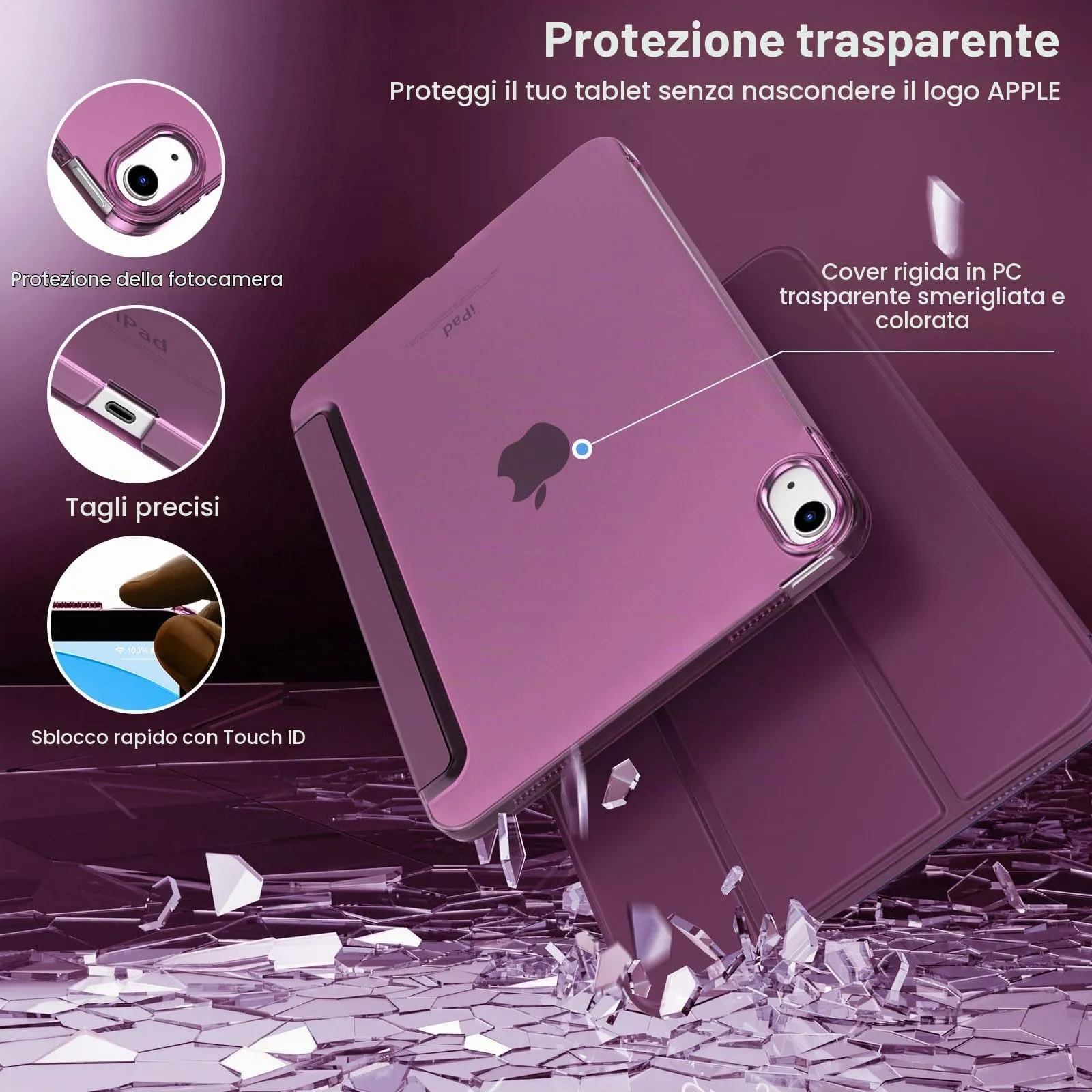 TiMOVO Custodia per iPad 11" (A16) e iPad 10 Generazione 10,9", Viola Scuro - immagine 4