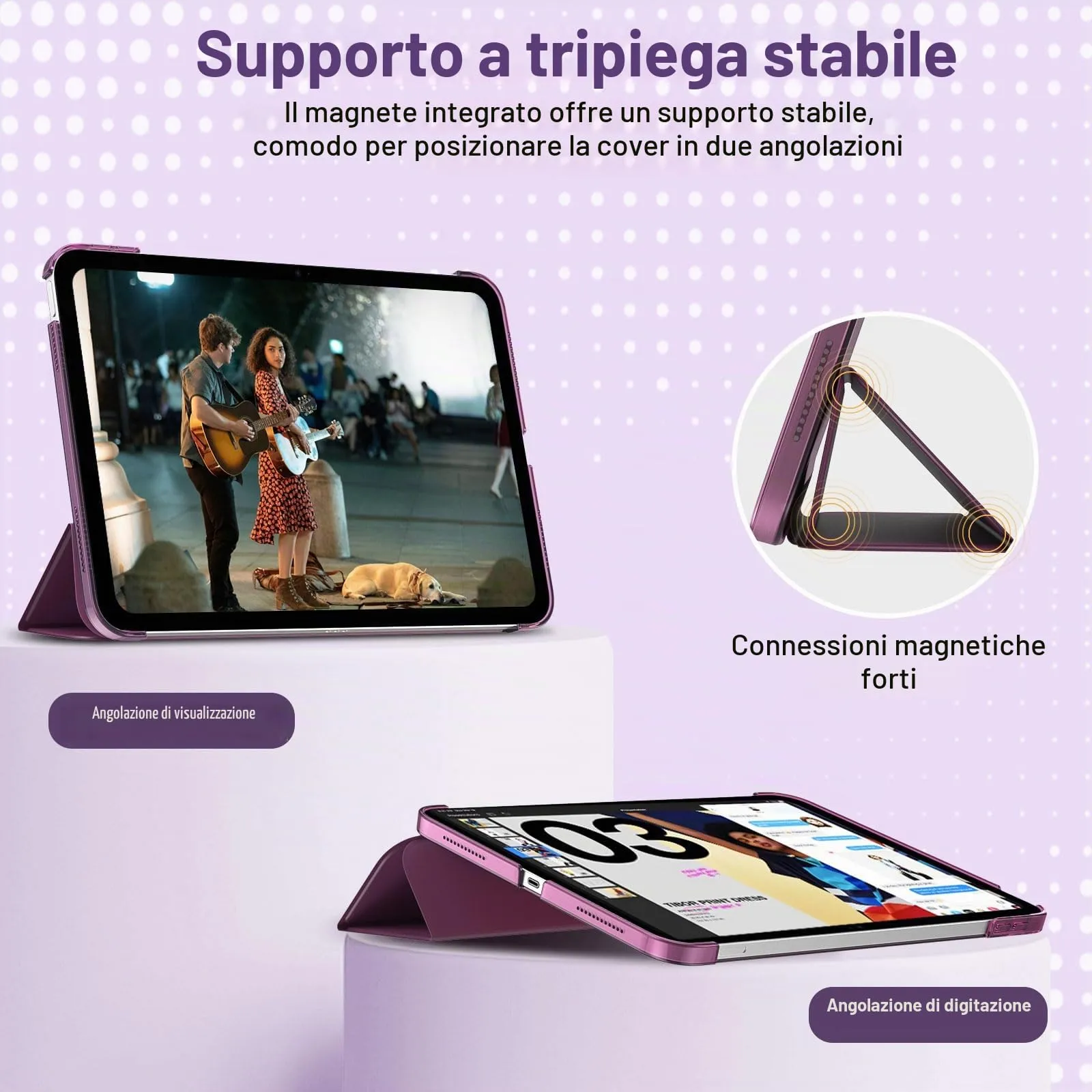 TiMOVO Custodia per iPad 11" (A16) e iPad 10 Generazione 10,9", Viola Scuro - immagine 5