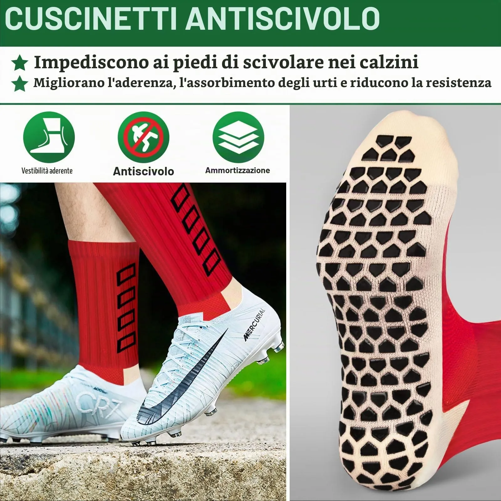 ENONEO Calze Antiscivolo Grip Socks per Calcio e Running Uomo 37-45 - immagine 6