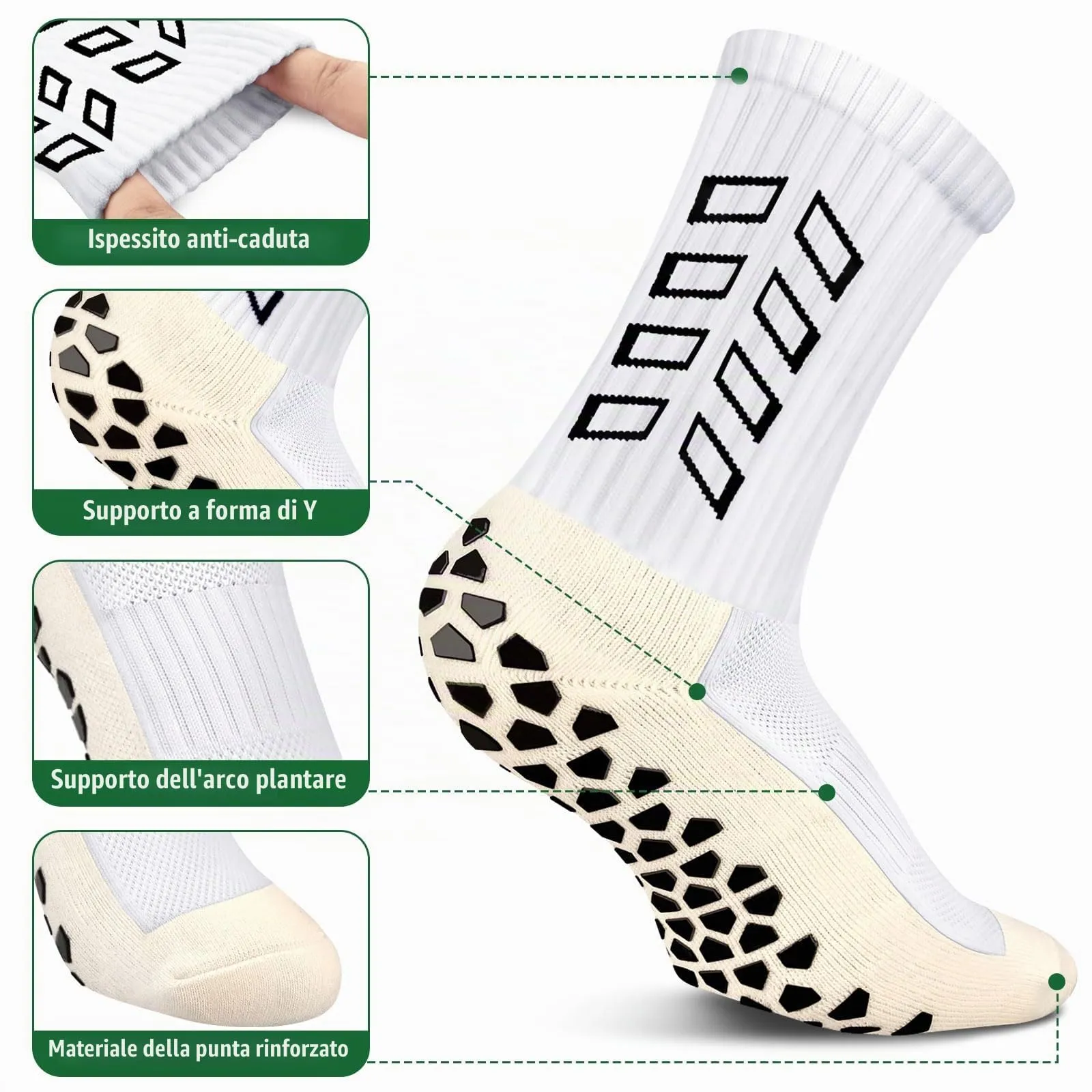 ENONEO Calze Antiscivolo Grip Socks per Calcio e Running Uomo 37-45 - immagine 3