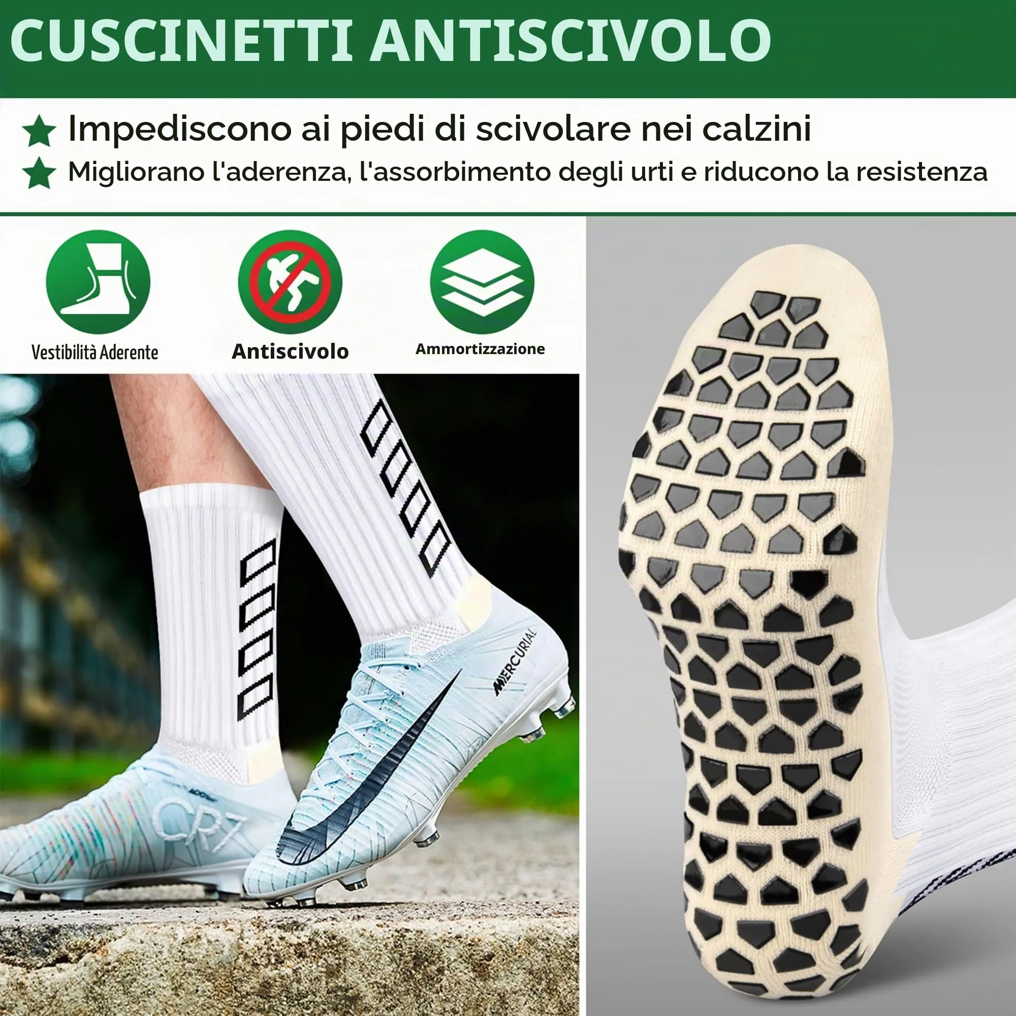 ENONEO Calze Antiscivolo Grip Socks per Calcio e Running Uomo 37-45 - immagine 4