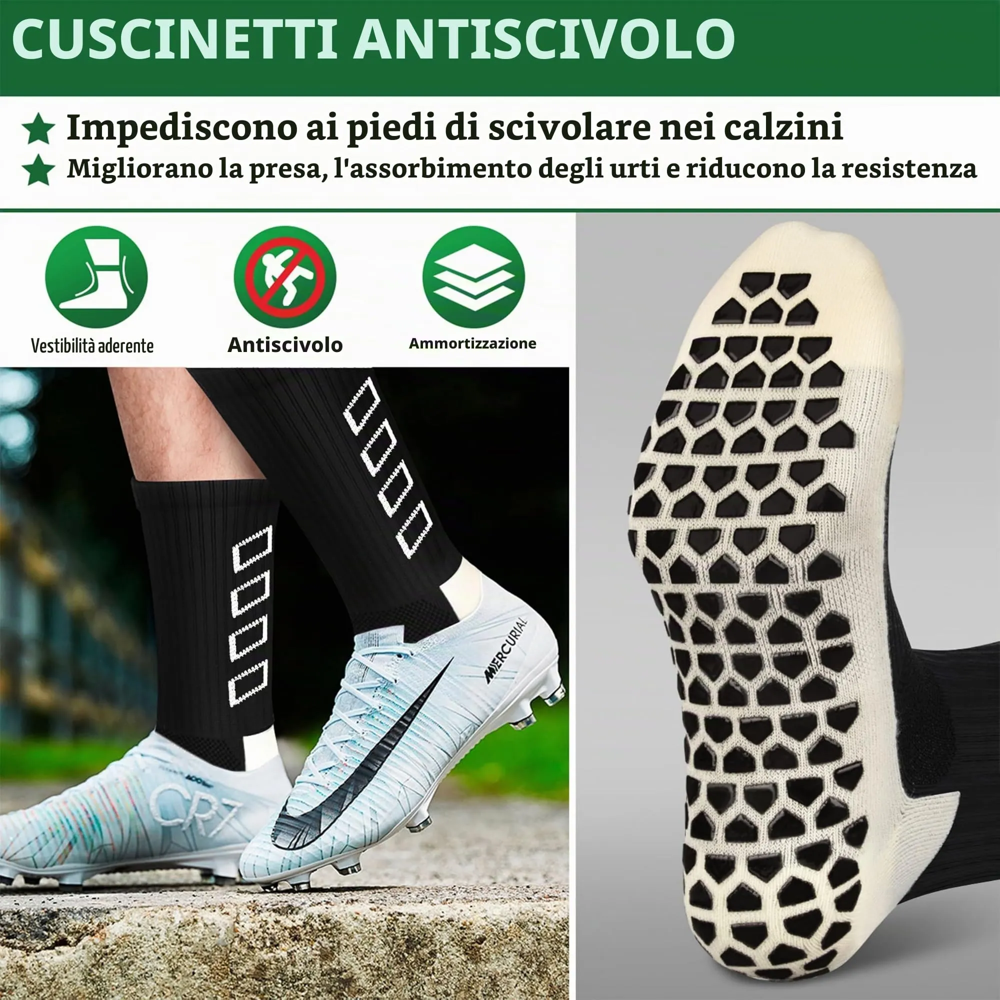 ENONEO Calze Antiscivolo Grip Socks per Calcio e Running Uomo 37-45 - immagine 5