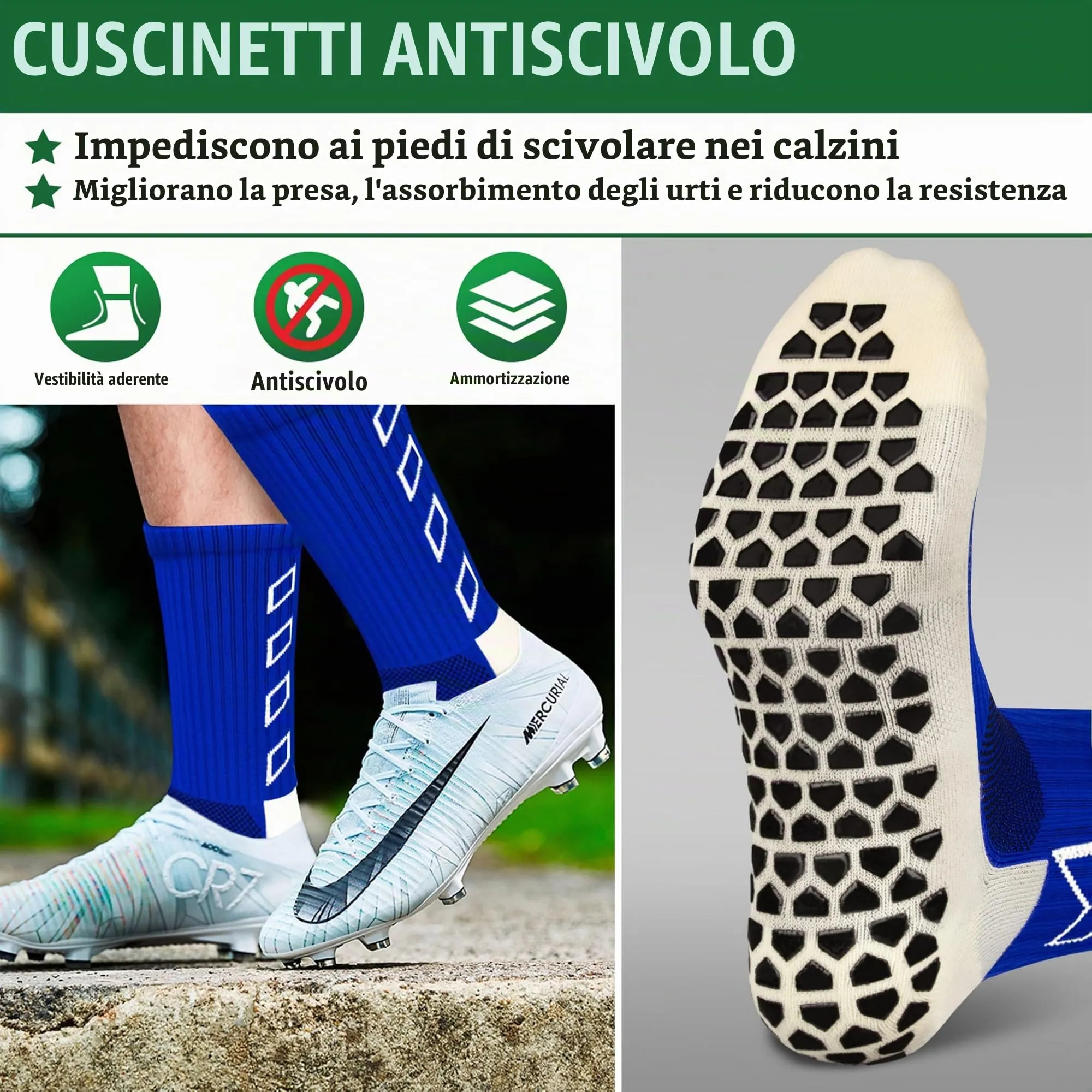 ENONEO Calze Antiscivolo Grip Socks per Calcio e Running Uomo 37-45 - immagine 6