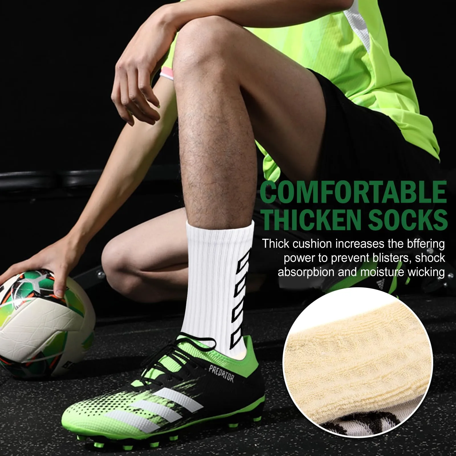 ENONEO Calze Antiscivolo Calcio Uomo 37-45 Grip Socks per Football e Running - immagine 5