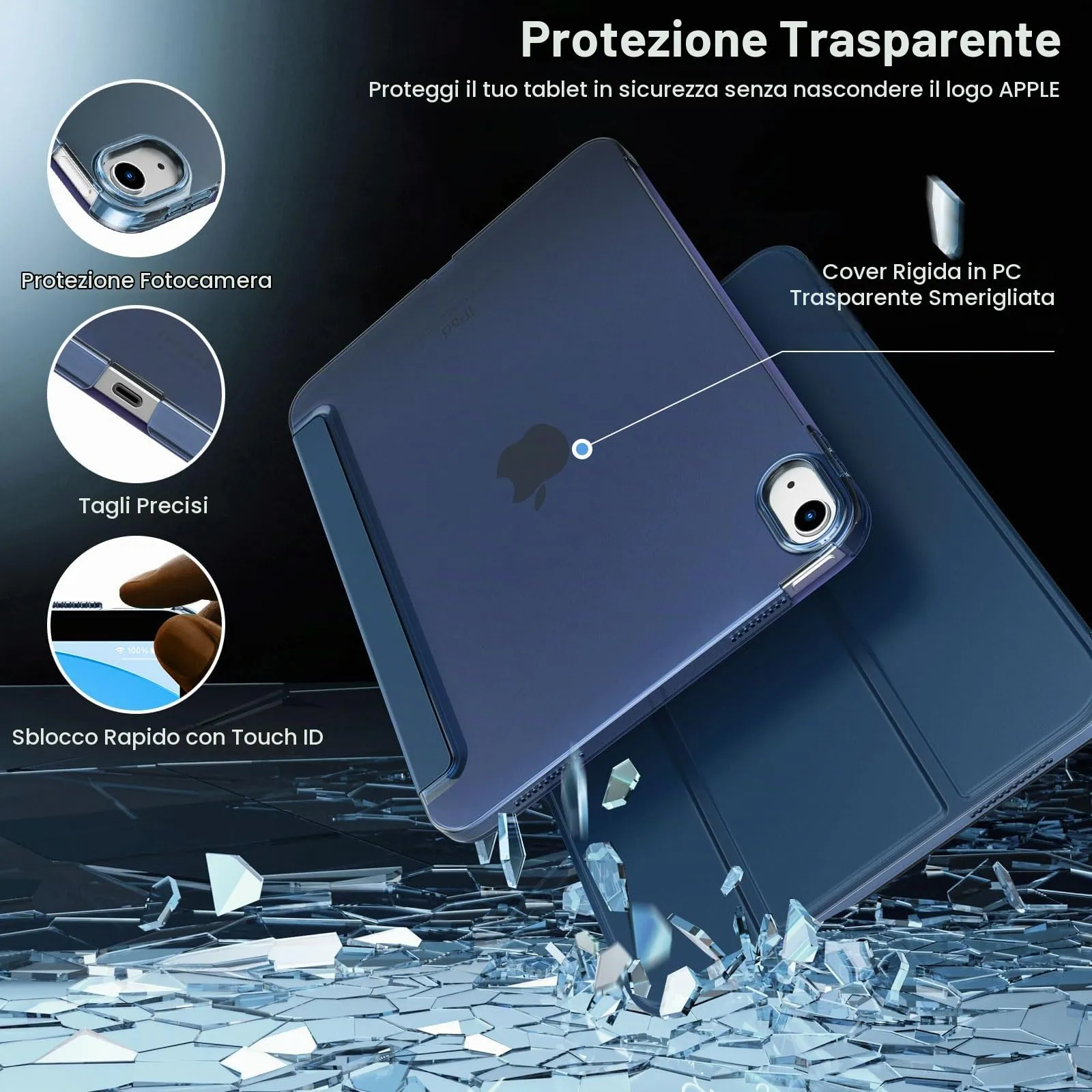 TiMOVO Cover per iPad 11ª Gen 11" (2025) e iPad 10ª Gen 10,9", Blu Mare Scuro - immagine 4
