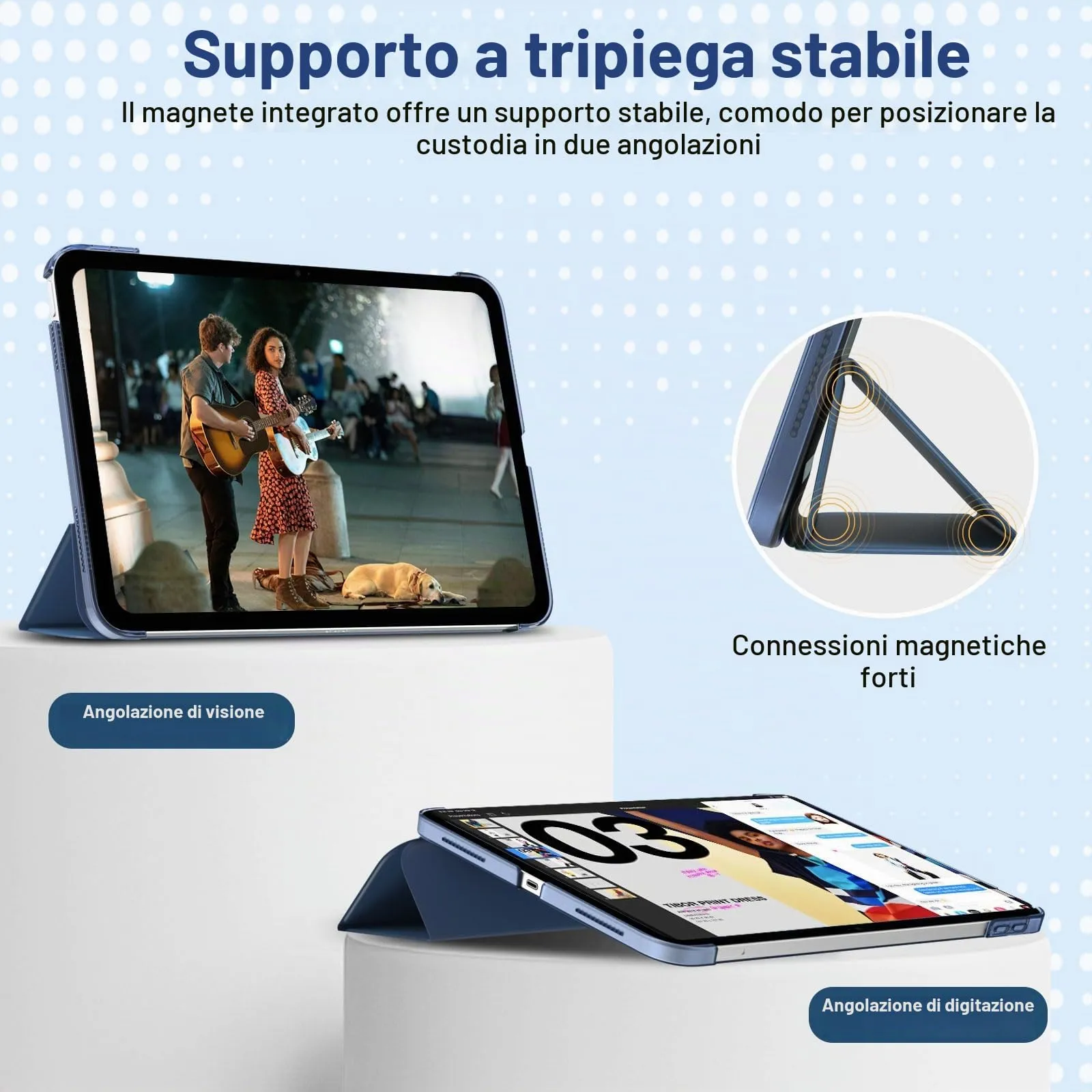 TiMOVO Cover per iPad 11ª Gen 11" (2025) e iPad 10ª Gen 10,9", Blu Mare Scuro - immagine 5