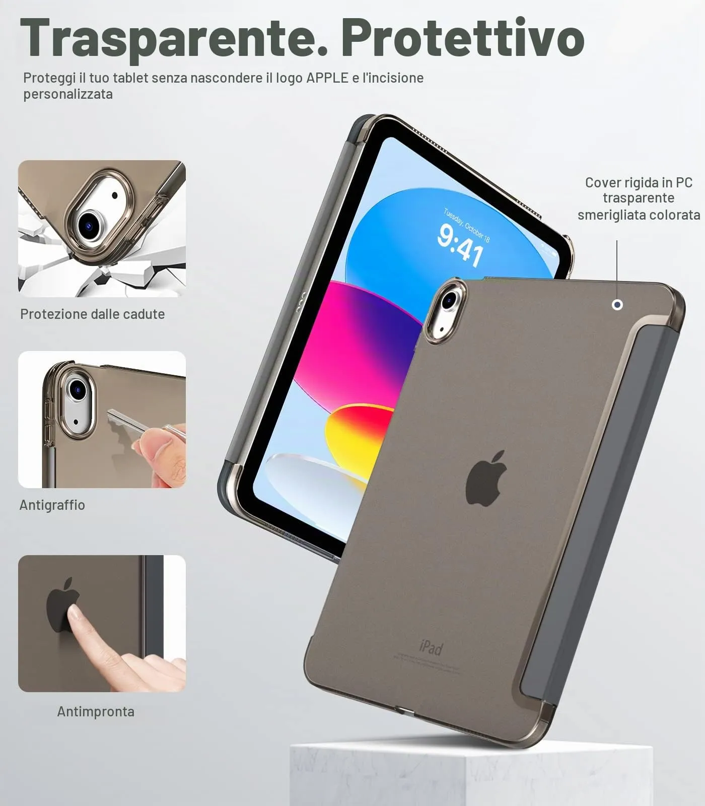 TiMOVO Custodia per iPad 11" (A16) / iPad 10 Gen 10,9", Grigio Metalizzato - immagine 3