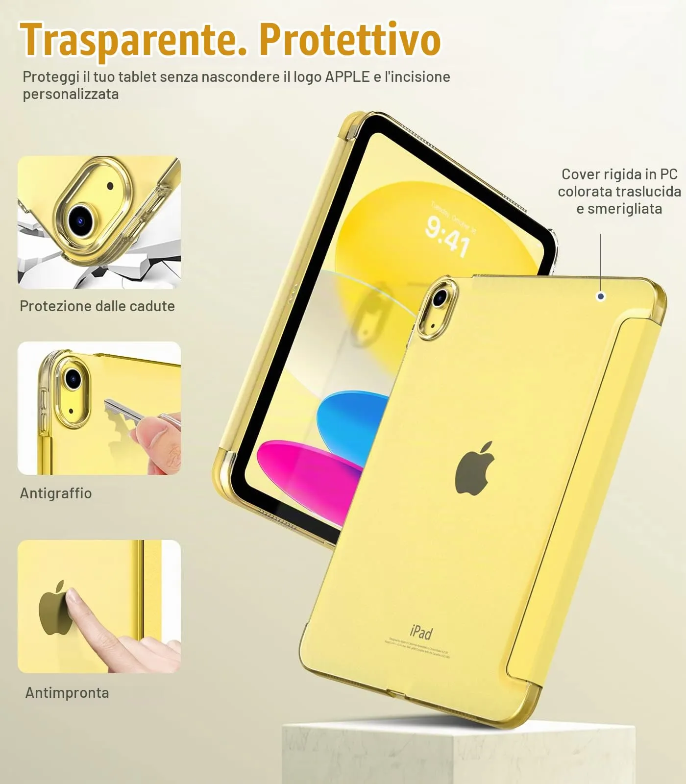 TiMOVO Cover per iPad 11" (A16) e iPad 10 Gen 10,9", Giallo Chiaro - immagine 3