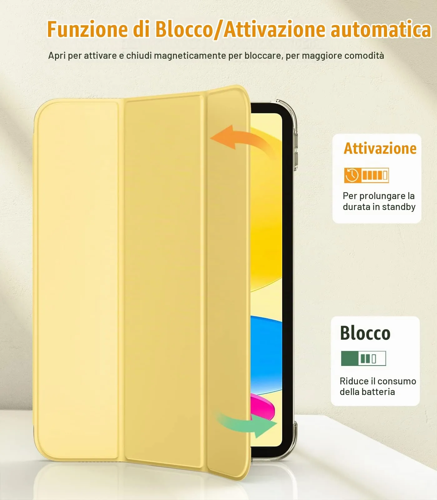 TiMOVO Cover per iPad 11" (A16) e iPad 10 Gen 10,9", Giallo Chiaro - immagine 5