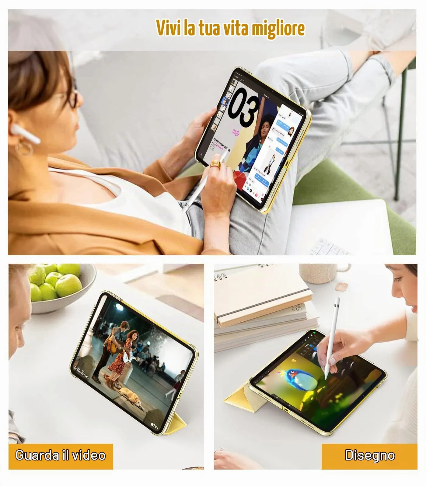 TiMOVO Cover per iPad 11" (A16) e iPad 10 Gen 10,9", Giallo Chiaro - immagine 7
