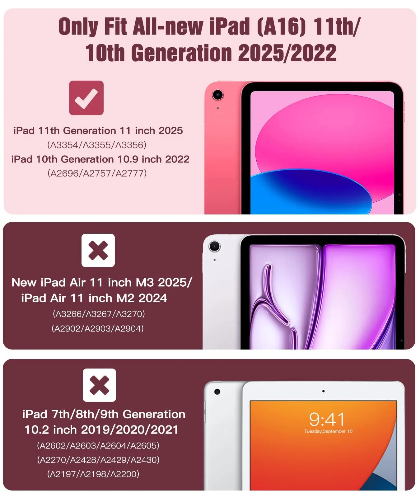 TiMOVO Cover per iPad 11" (A16) e iPad 10 Gen 10,9", Anguria Rossa - immagine 2