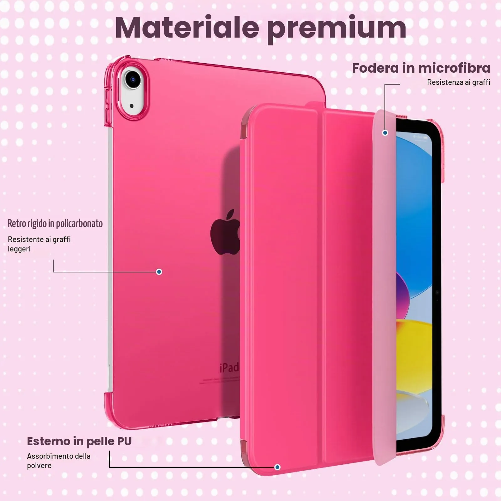 TiMOVO Cover per iPad 11ª Gen 11" (A3354 A3355 A3356) e iPad 10ª Gen 10,9" (A2696 A2757 A2777 A3162), Rosa Brillante - immagine 3