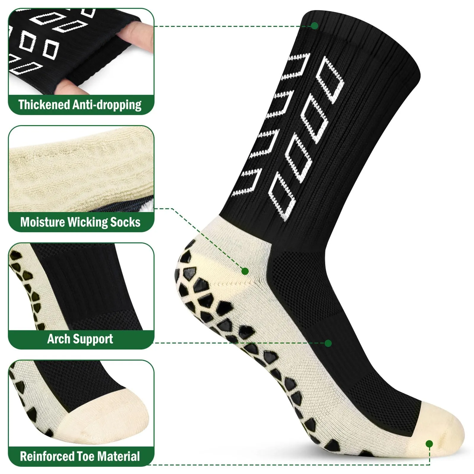 ENONEO Calze Antiscivolo Grip Socks per Calcio e Running Uomo, 37-45 - immagine 3