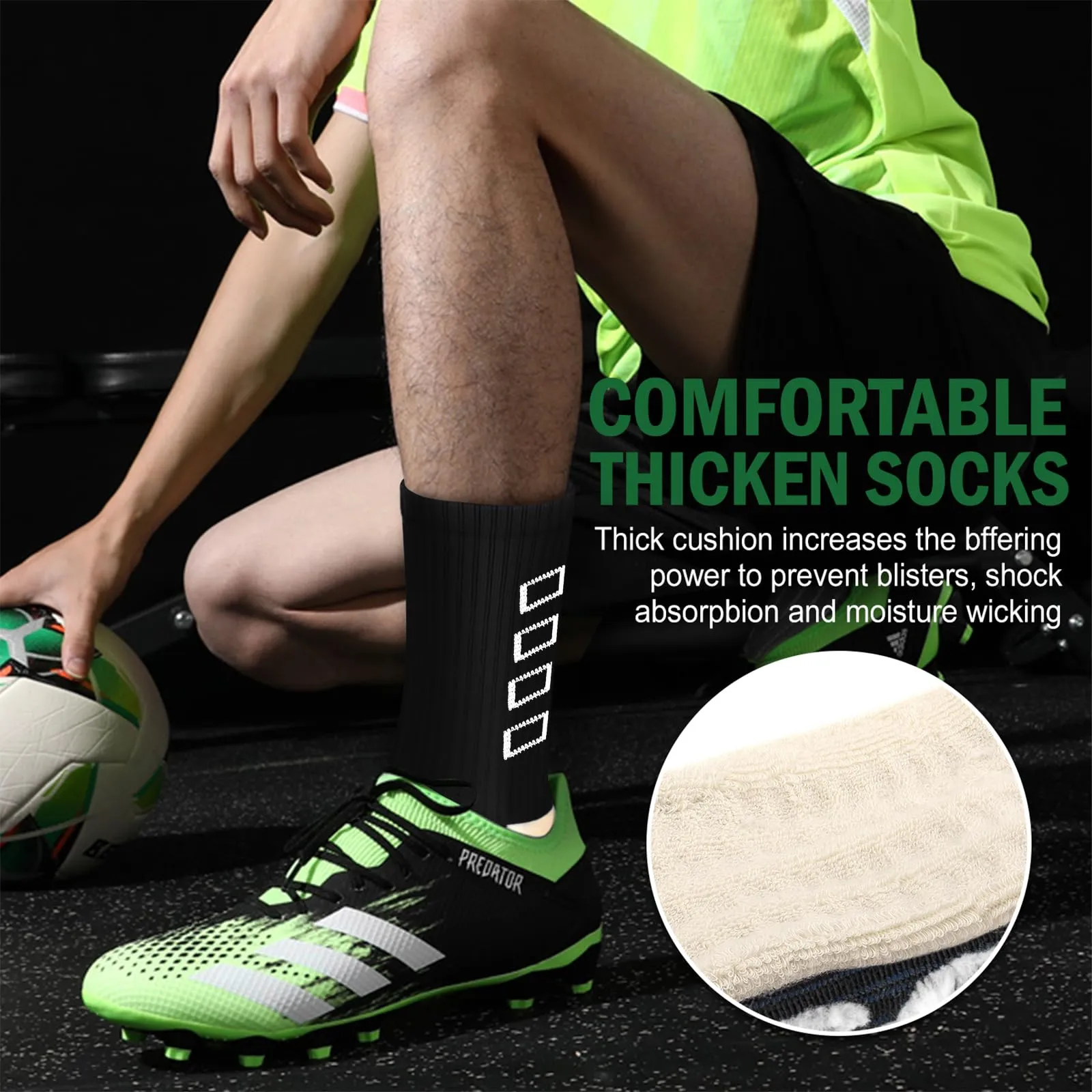 ENONEO Calze Antiscivolo Grip Socks per Calcio e Running Uomo, 37-45 - immagine 5