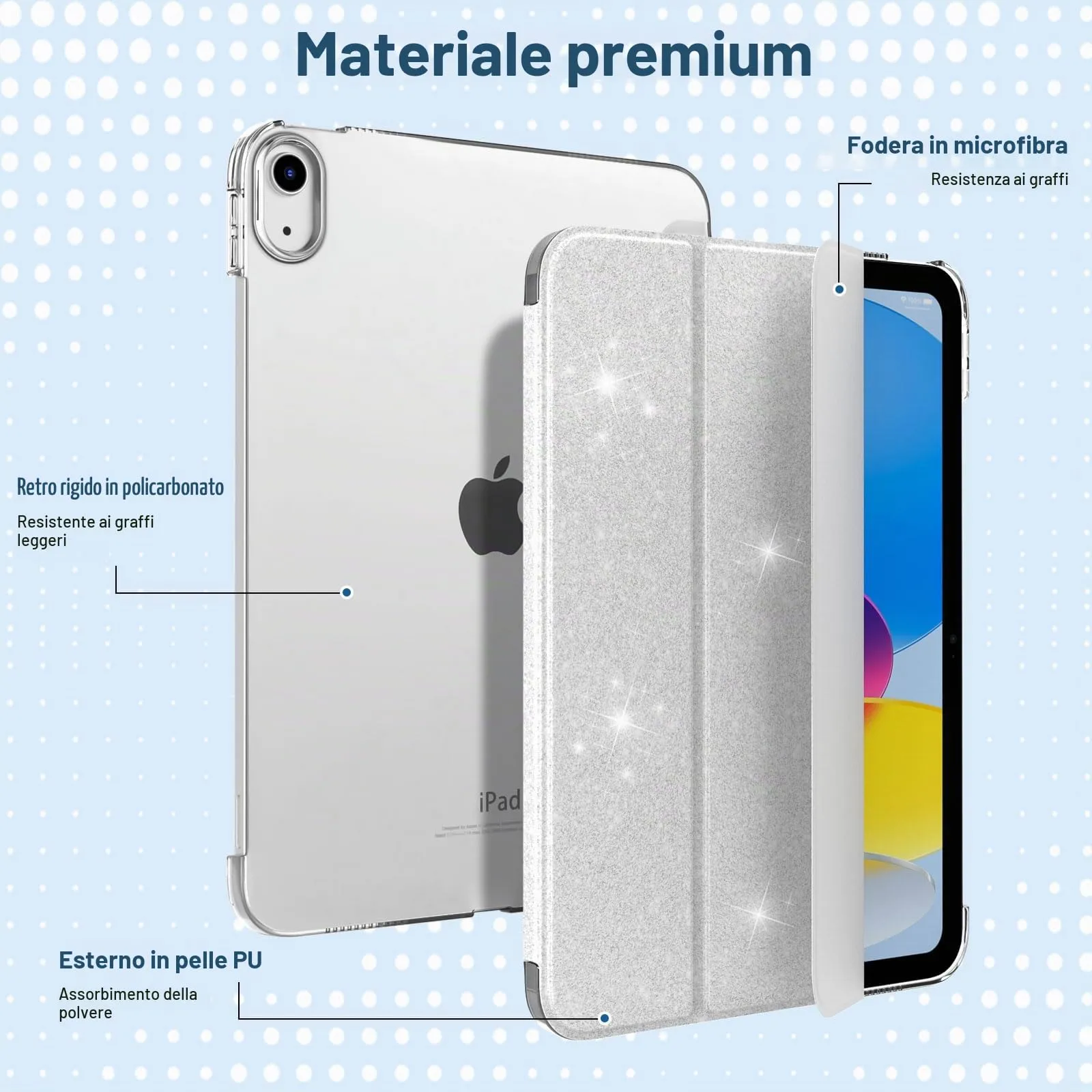 TiMOVO Cover per iPad 11ª Generazione 11" e iPad 10ª Generazione 10,9", Glitter Bianco - immagine 3