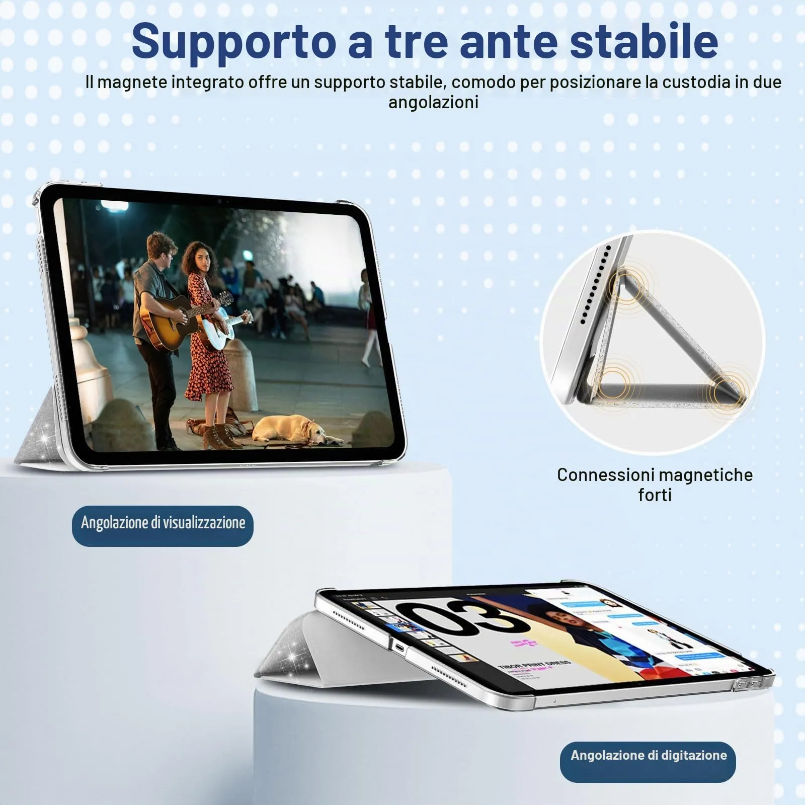 TiMOVO Cover per iPad 11ª Generazione 11" e iPad 10ª Generazione 10,9", Glitter Bianco - immagine 4
