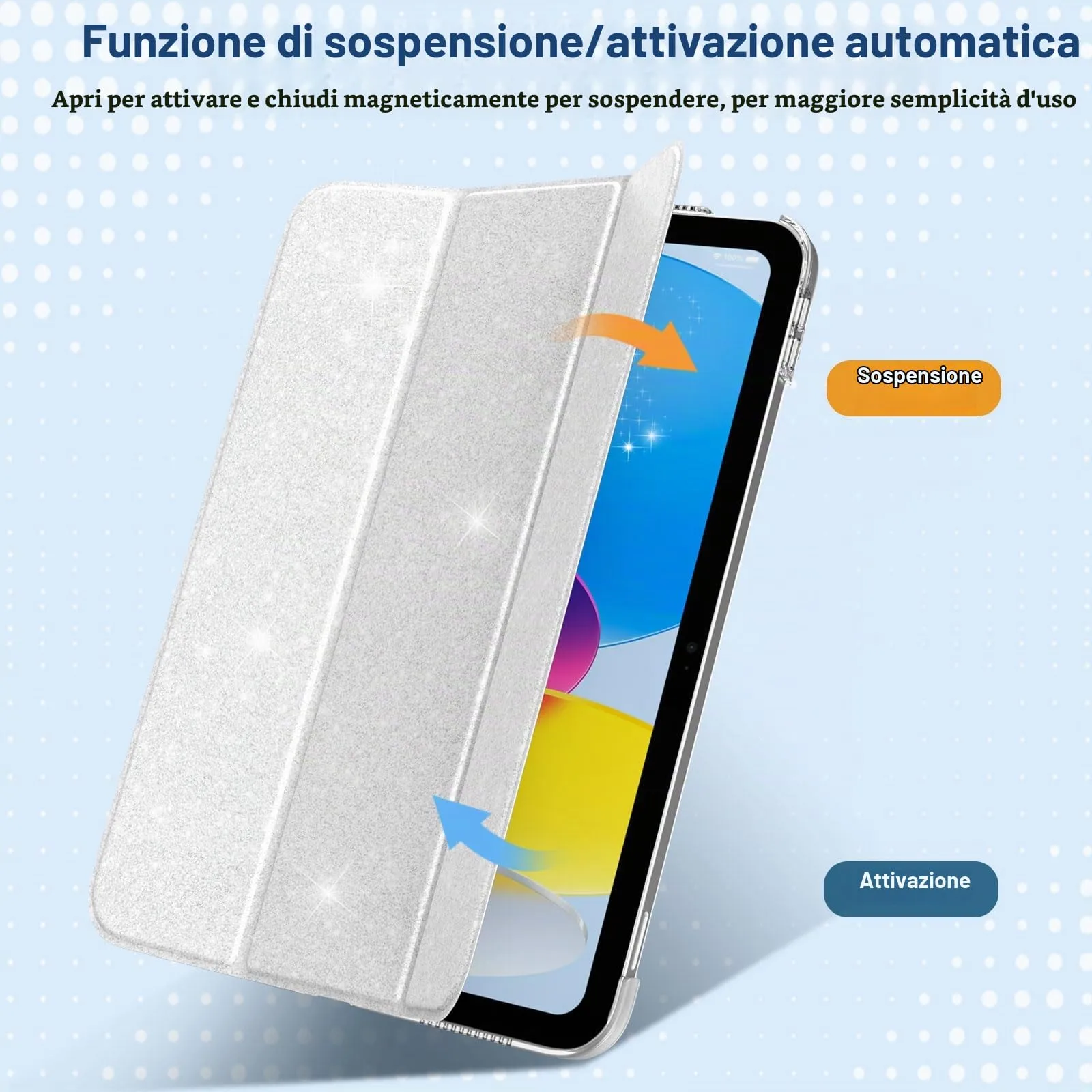 TiMOVO Cover per iPad 11ª Generazione 11" e iPad 10ª Generazione 10,9", Glitter Bianco - immagine 7