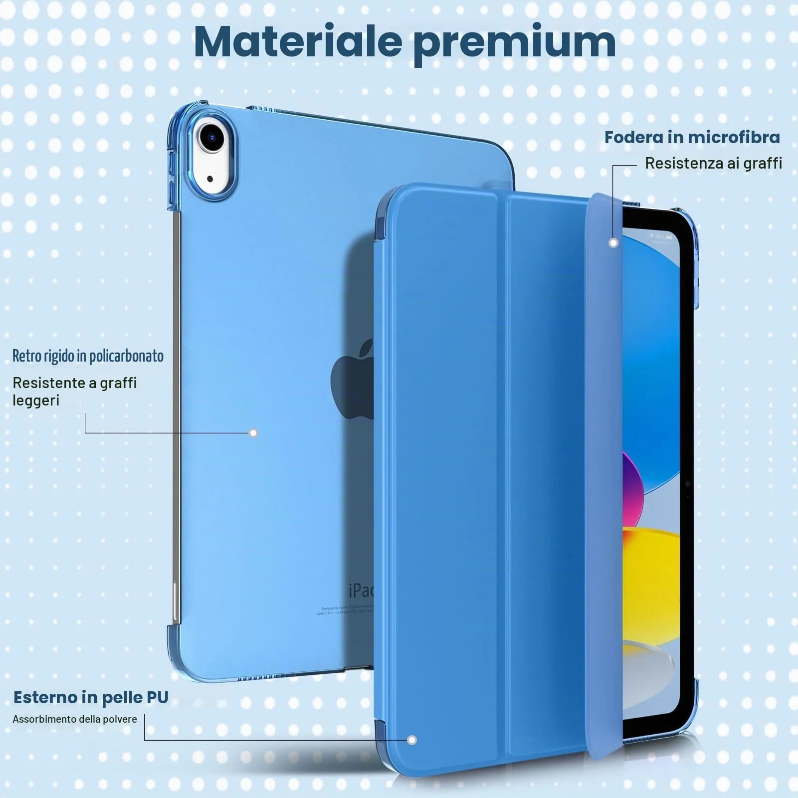 TiMOVO Cover per iPad 11ª Gen 11" (2025) e iPad 10ª Gen 10,9" (2022), Onda Blu - immagine 3