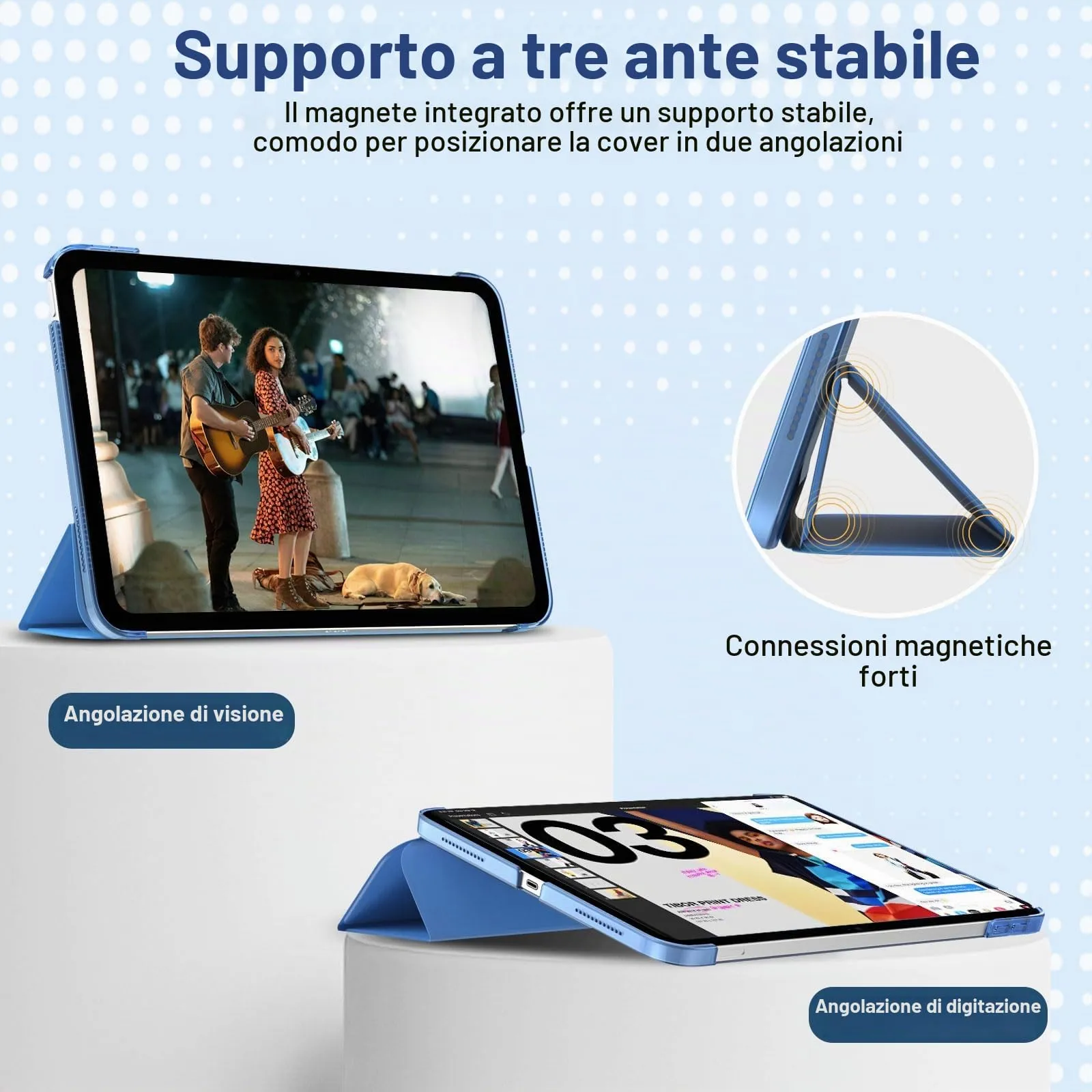 TiMOVO Cover per iPad 11ª Gen 11" (2025) e iPad 10ª Gen 10,9" (2022), Onda Blu - immagine 5