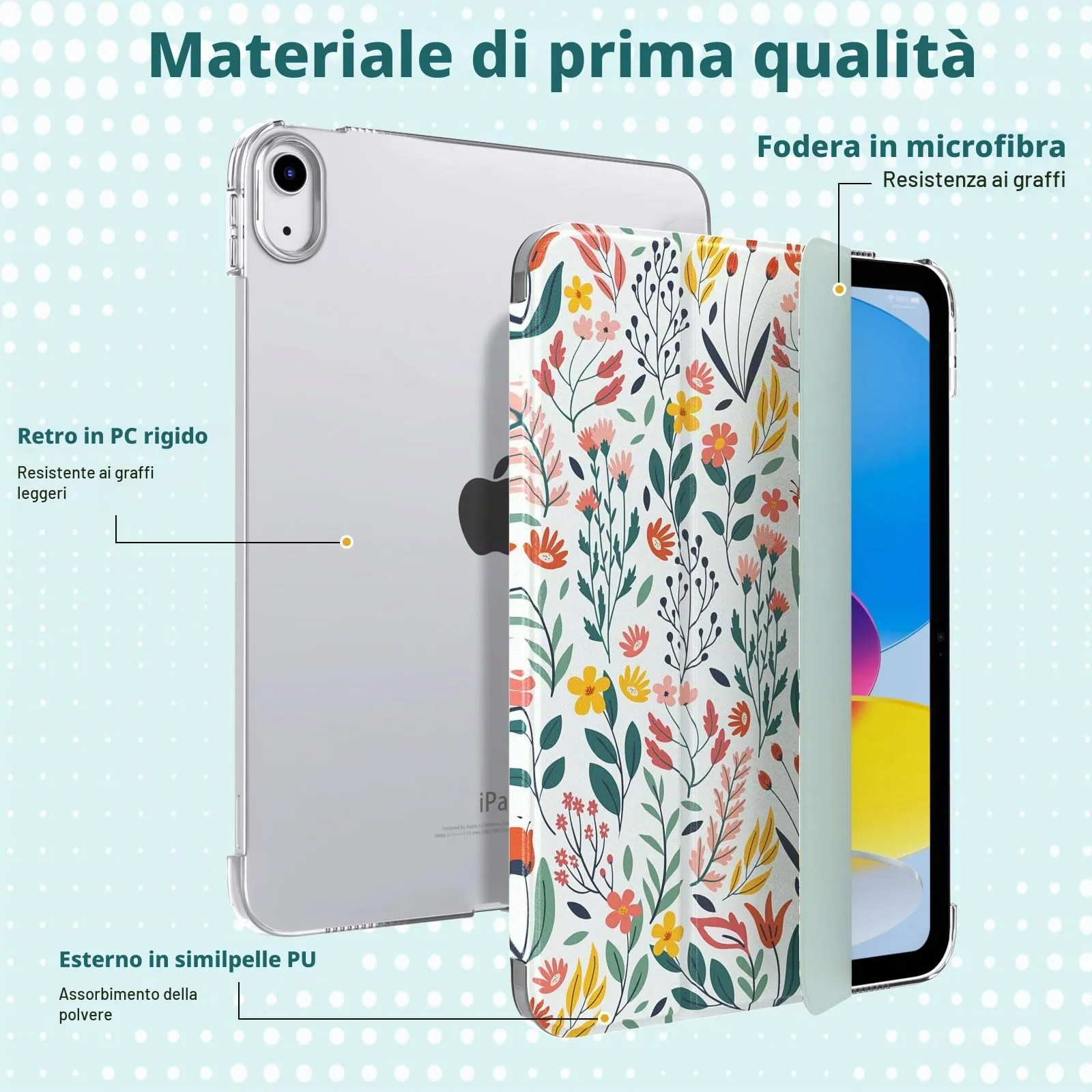 TiMOVO Cover per iPad 11ª Generazione 11" (A16) e iPad 10ª Generazione 10,9", Fiori - immagine 3