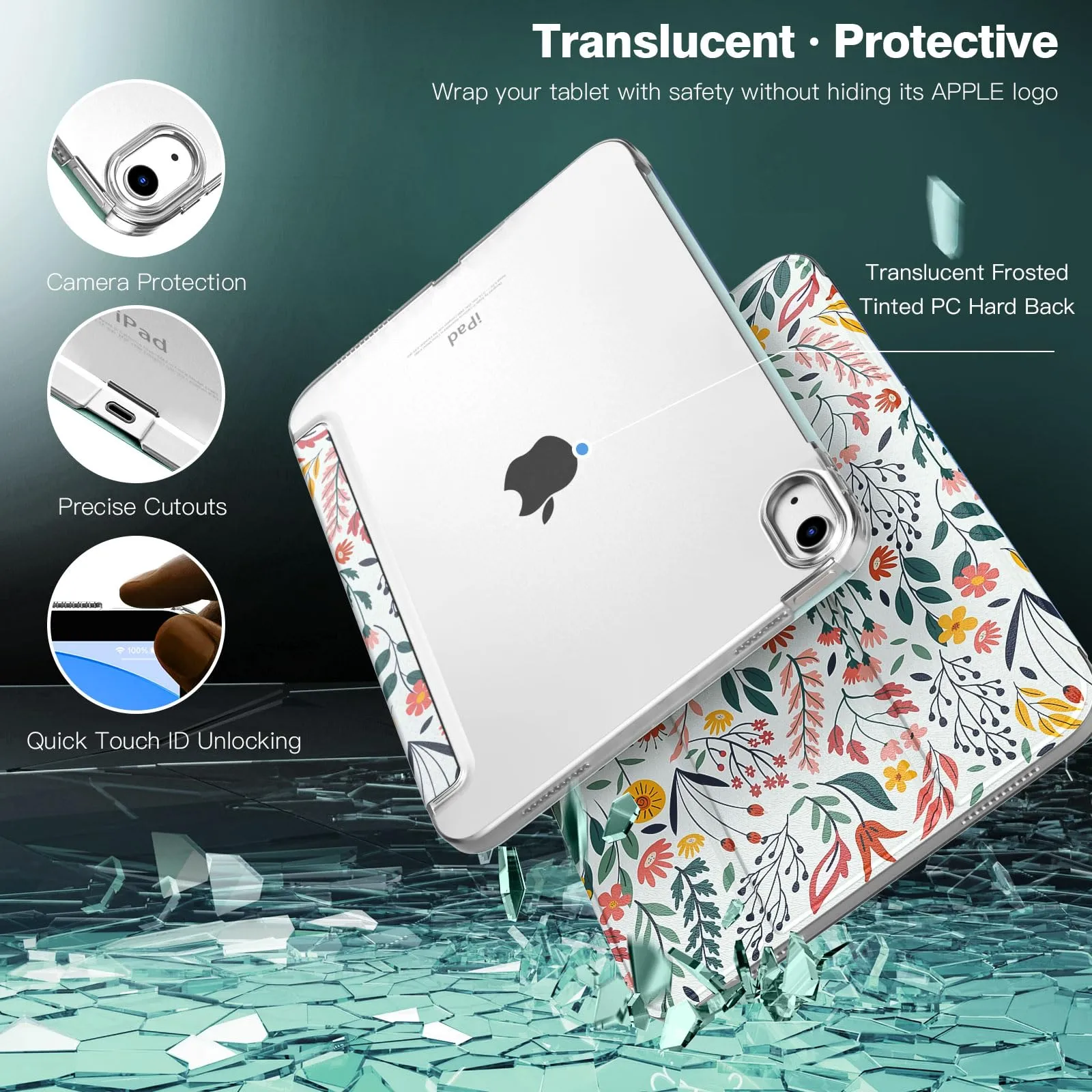 TiMOVO Cover per iPad 11ª Generazione 11" (A16) e iPad 10ª Generazione 10,9", Fiori - immagine 4