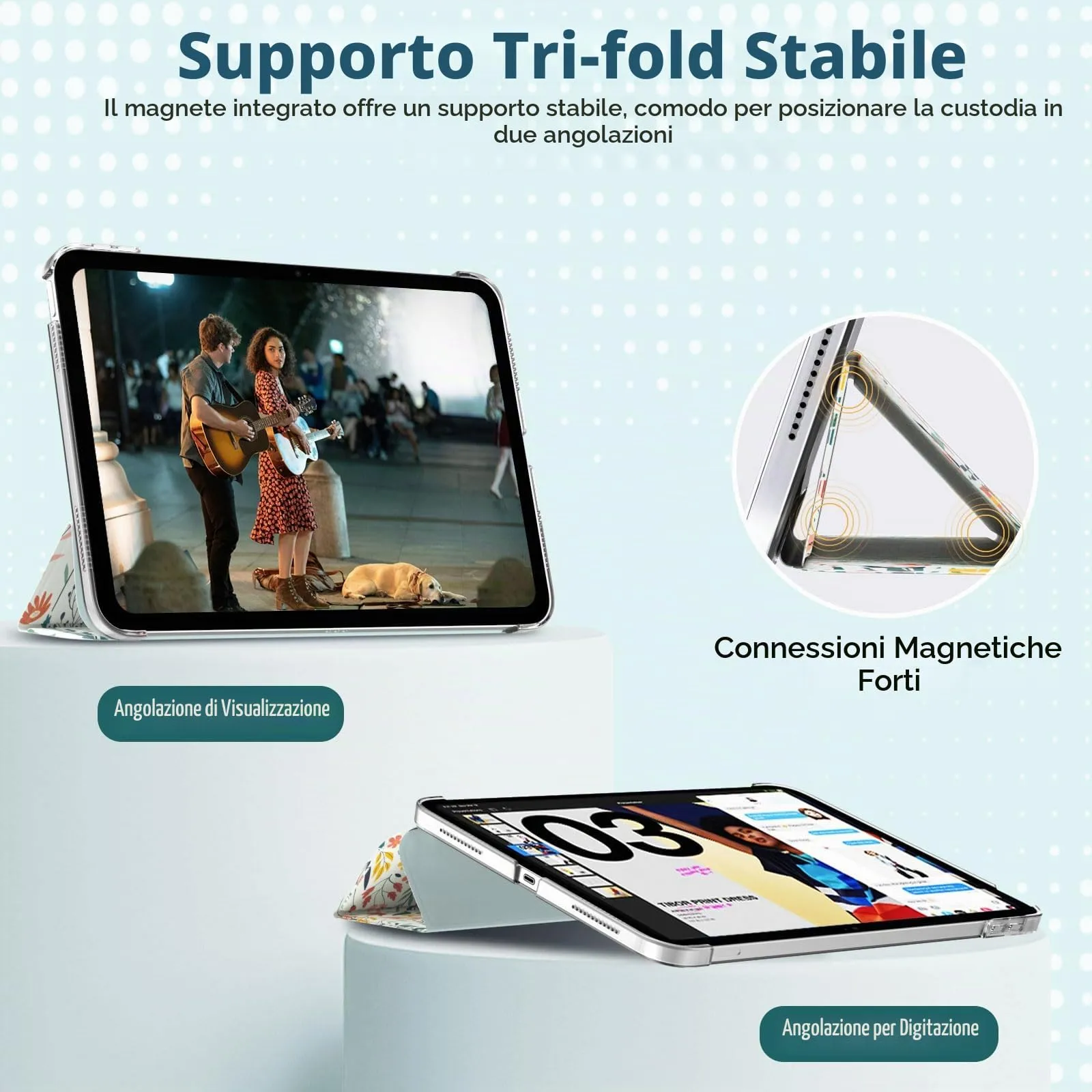 TiMOVO Cover per iPad 11ª Generazione 11" (A16) e iPad 10ª Generazione 10,9", Fiori - immagine 5