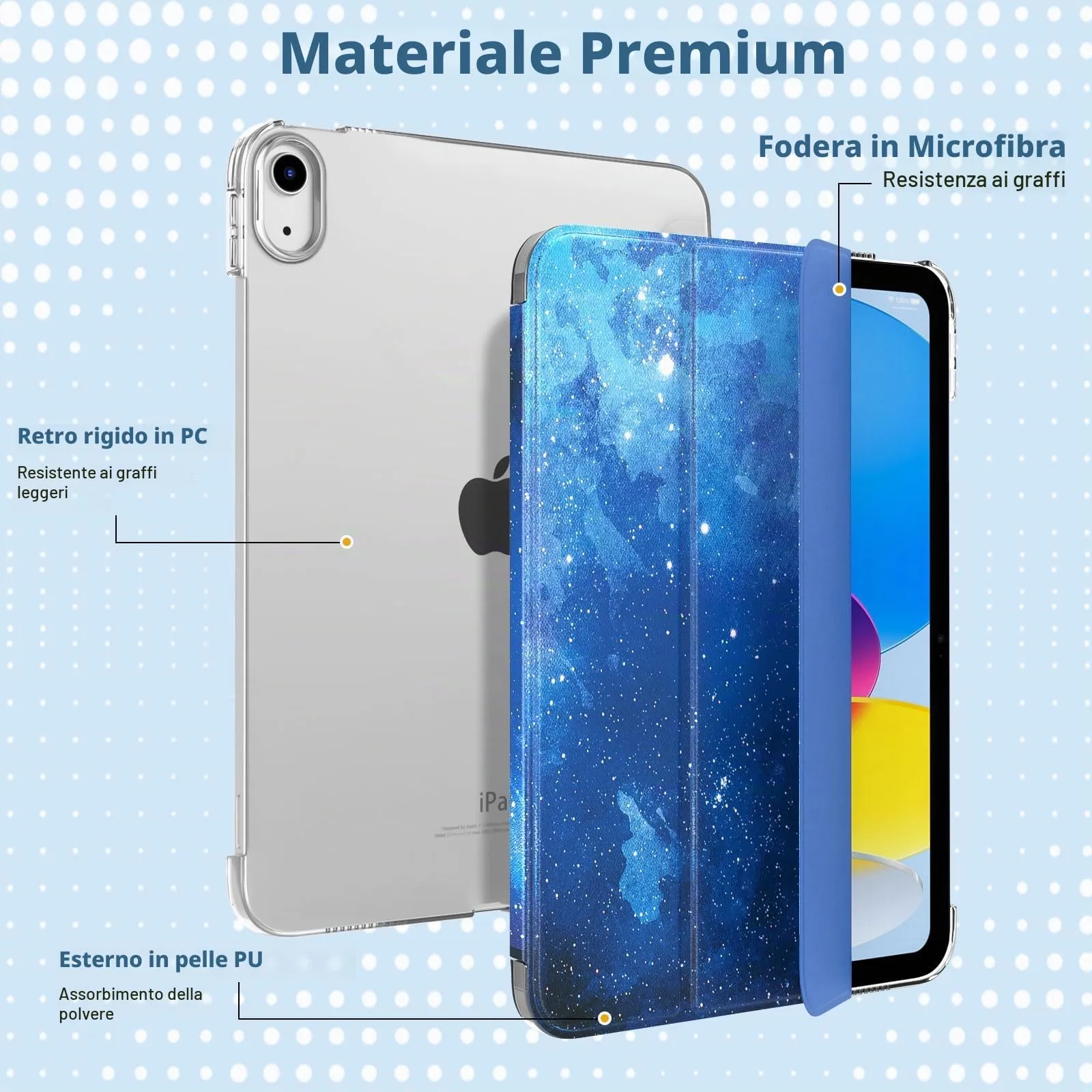 TiMOVO Cover for iPad A16 11" and iPad 10th Gen 10.9", CieloStellatoBlu - immagine 3