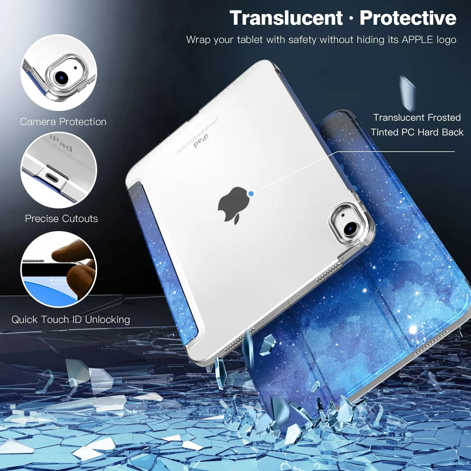 TiMOVO Cover for iPad A16 11" and iPad 10th Gen 10.9", CieloStellatoBlu - immagine 4