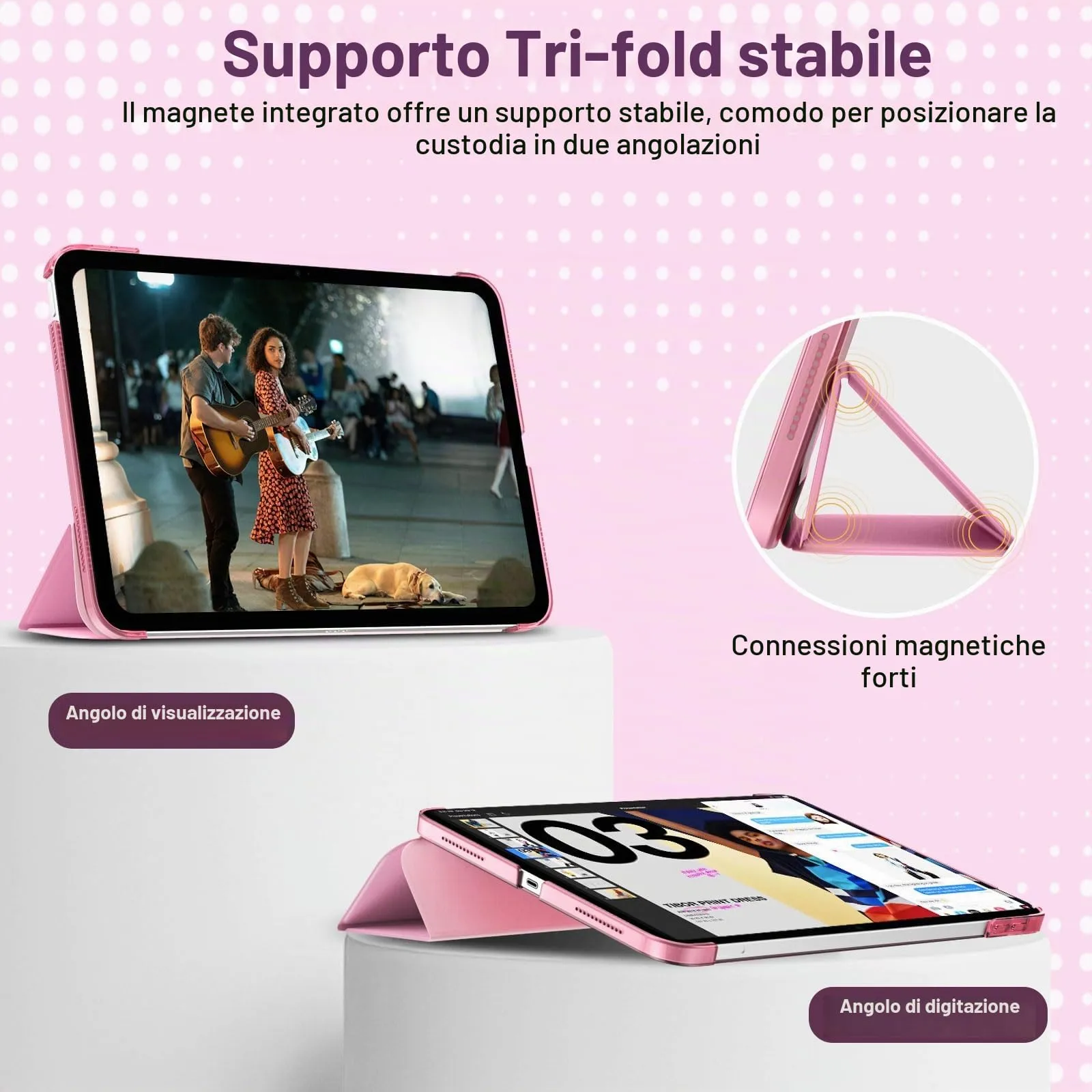 TiMOVO Cover per iPad 11a Generazione 11" (2025) e iPad 10 Generazione 10,9" (2022), Fiore Rosa - immagine 5