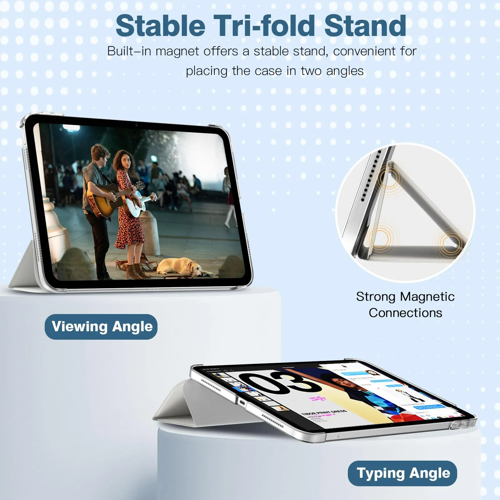 TiMOVO Cover per iPad 11" (A16) e iPad 10 Generazione 10,9", Grigio Albicocca - immagine 5