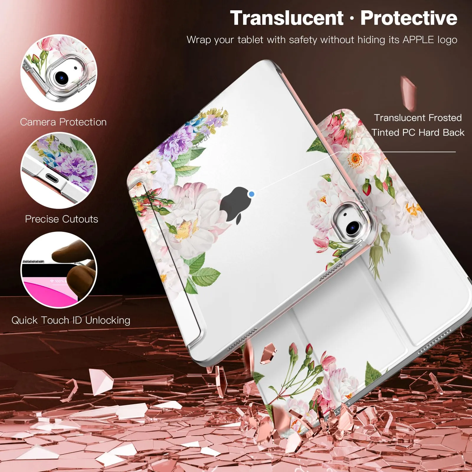 TiMOVO Cover for iPad 11th Gen 11" (A16) and iPad 10th Gen 10.9", Bouquet Rigoglioso - immagine 5