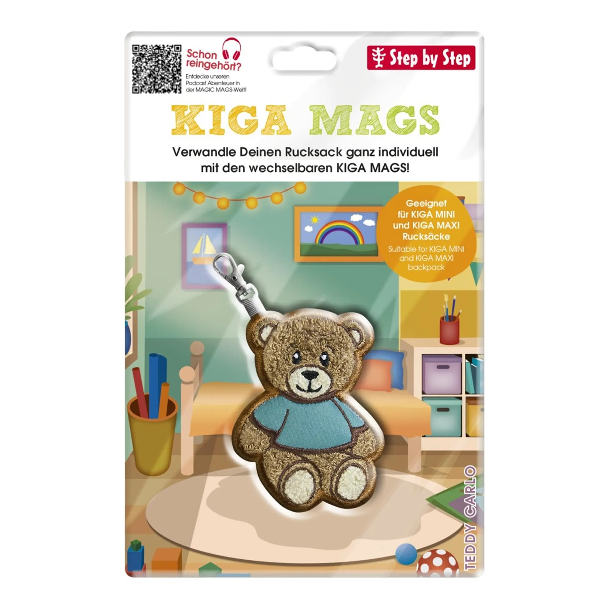 Step by Step Kiga Mags Applicazione Magnetica con Moschettone Teddy Carlo - Marrone - immagine 2