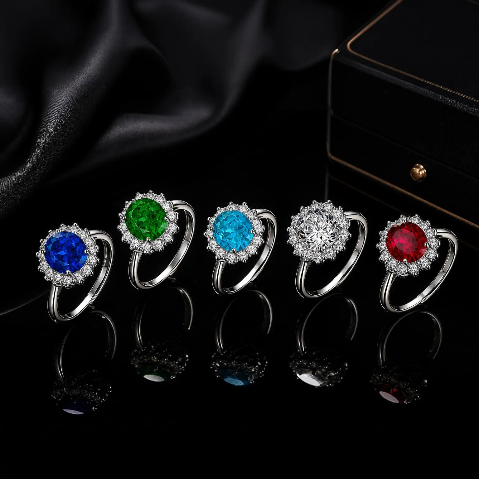 Saga Gioielli Anello Donna Regolabile in Acciaio Inox con Zircone Centrale e Cristalli (Rubino) - immagine 2