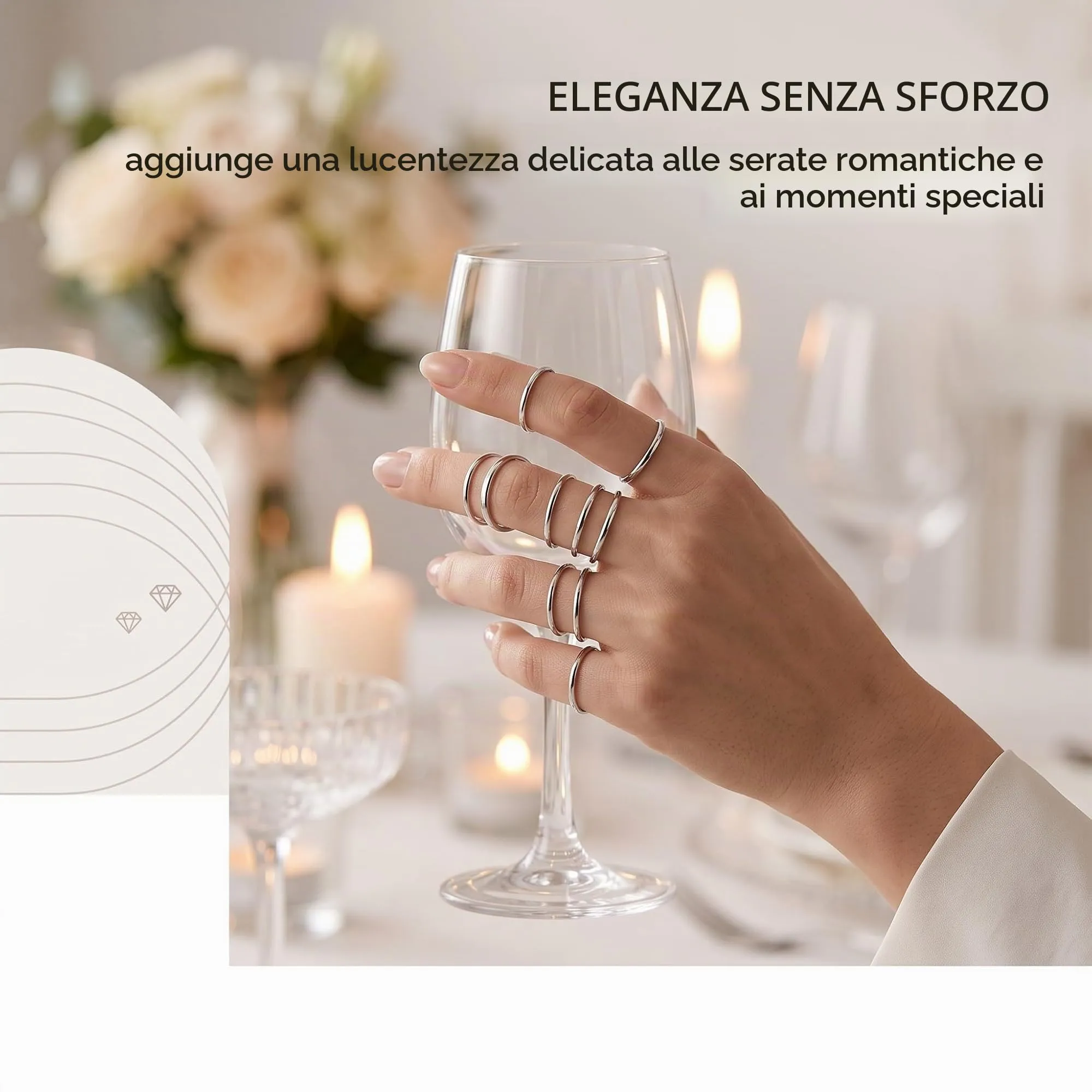 DBCEJF Set 12 Anelli Donna in Acciaio Inossidabile, Fedine Sottili 1mm e 2mm Impilabili, Taglie 5-10 - Argento - immagine 3