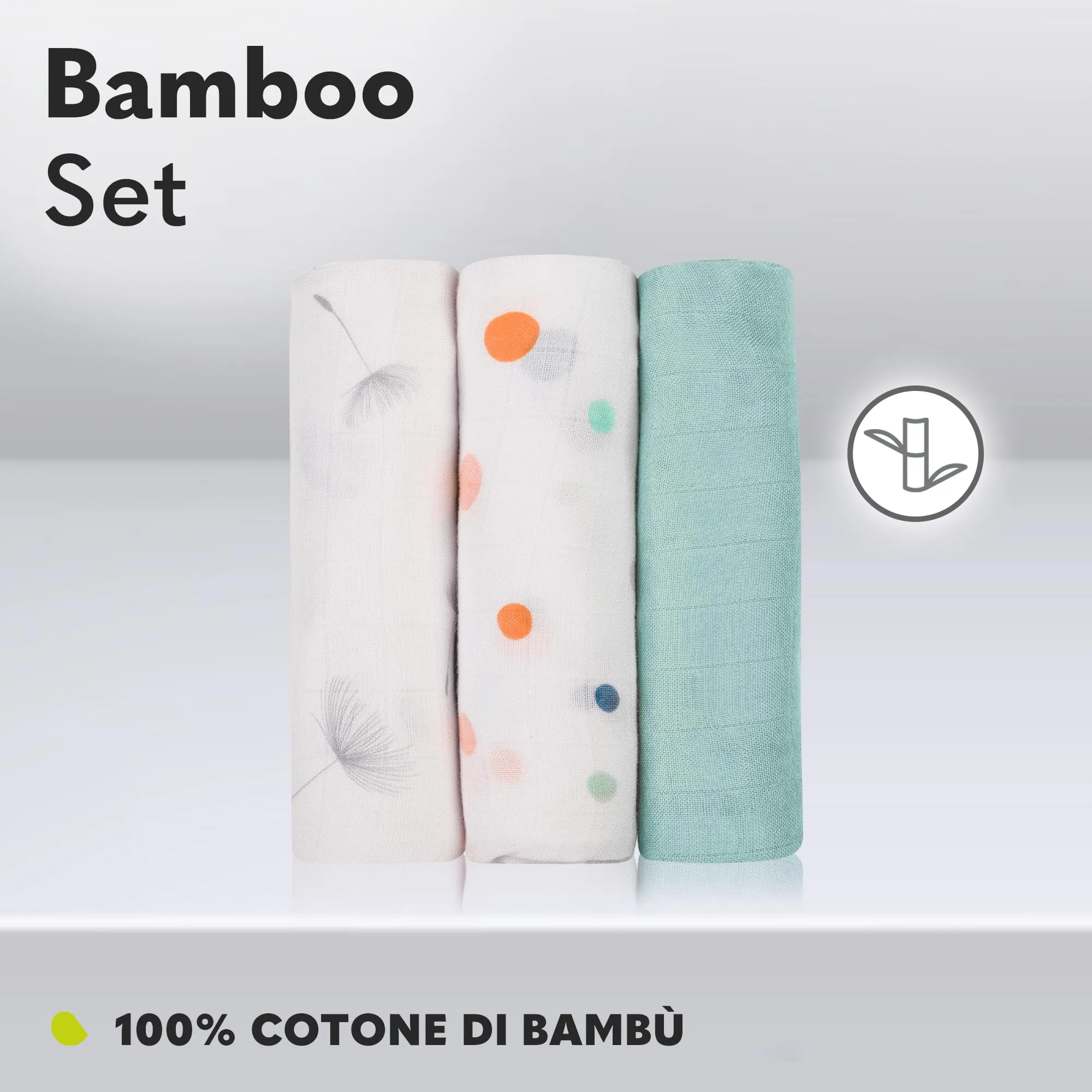 Lionelo Bamboo Set di 3 Mussole Neonato, 70 x 70 cm, 100% Cotone di Bambù - immagine 3
