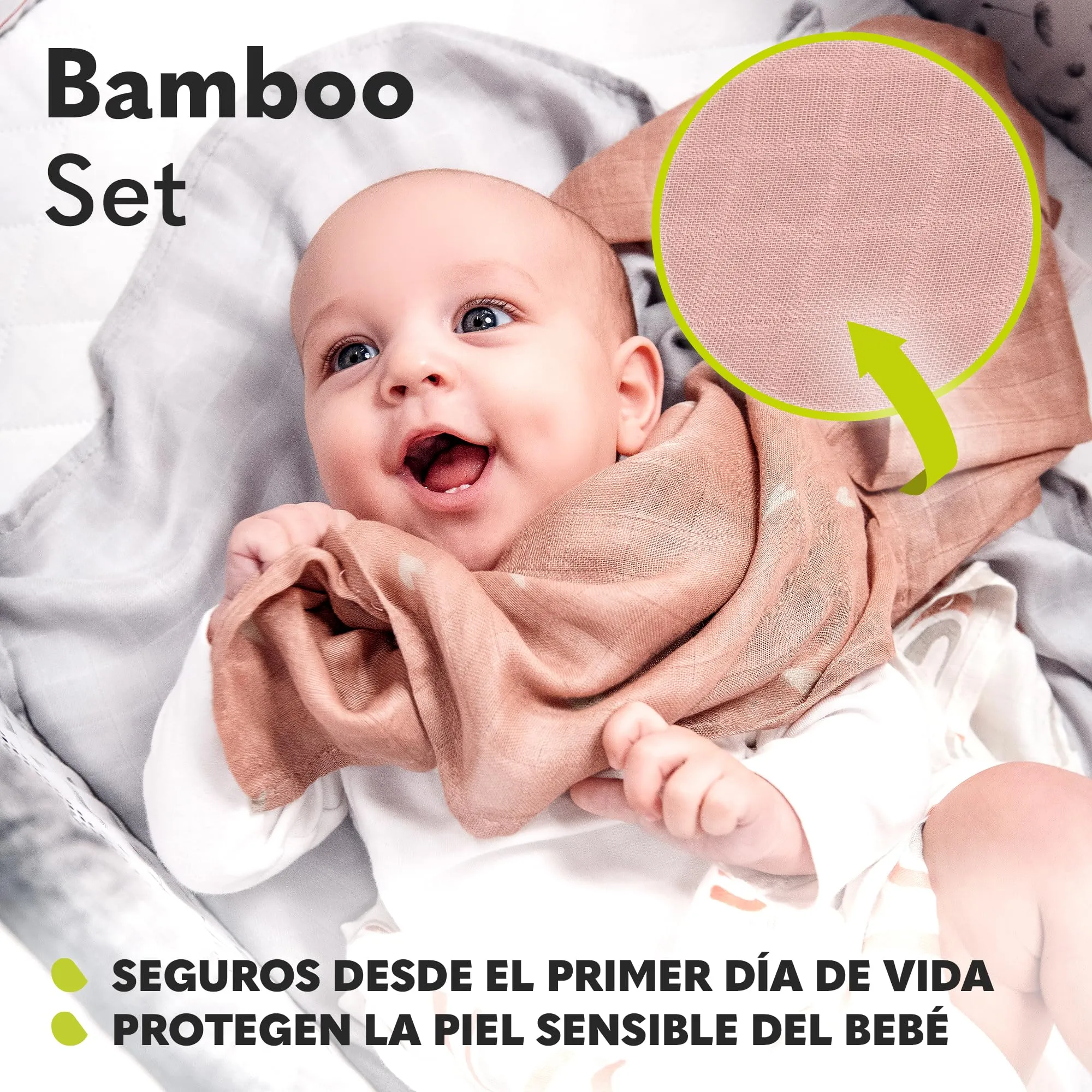 Lionelo Bamboo Set di 3 Mussole Neonato, 70 x 70 cm, 100% Cotone di Bambù - immagine 4