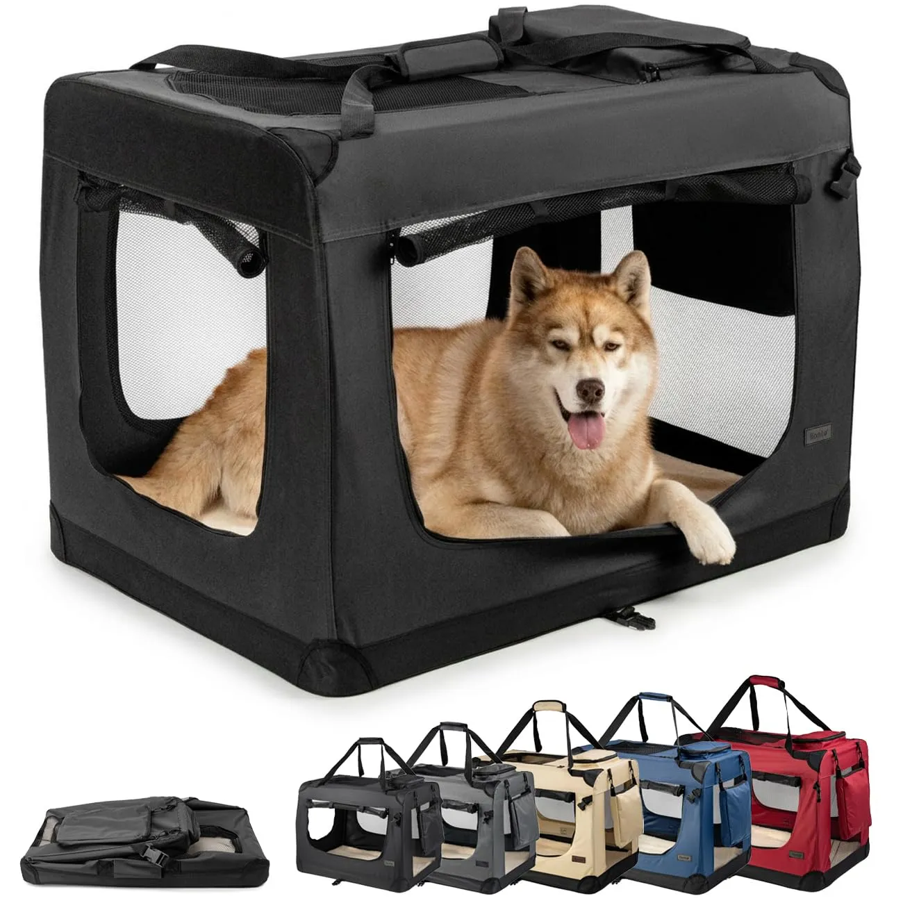 lionto Trasportino Cane Pieghevole per Viaggio e Auto, 101x69x70 cm, Nero - immagine 1