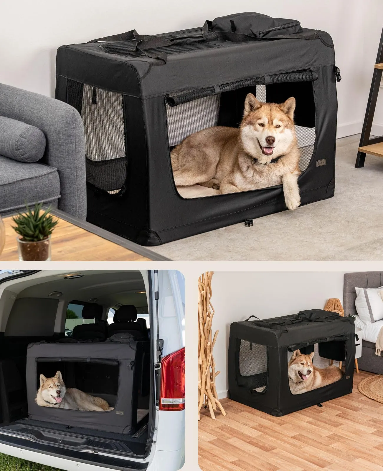 lionto Trasportino Cane Pieghevole per Viaggio e Auto, 101x69x70 cm, Nero - immagine 2