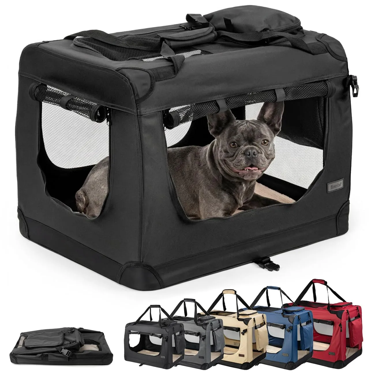 lionto Trasportino Cane Pieghevole per Viaggio e Auto, 70x52x50 cm, Nero - immagine 1