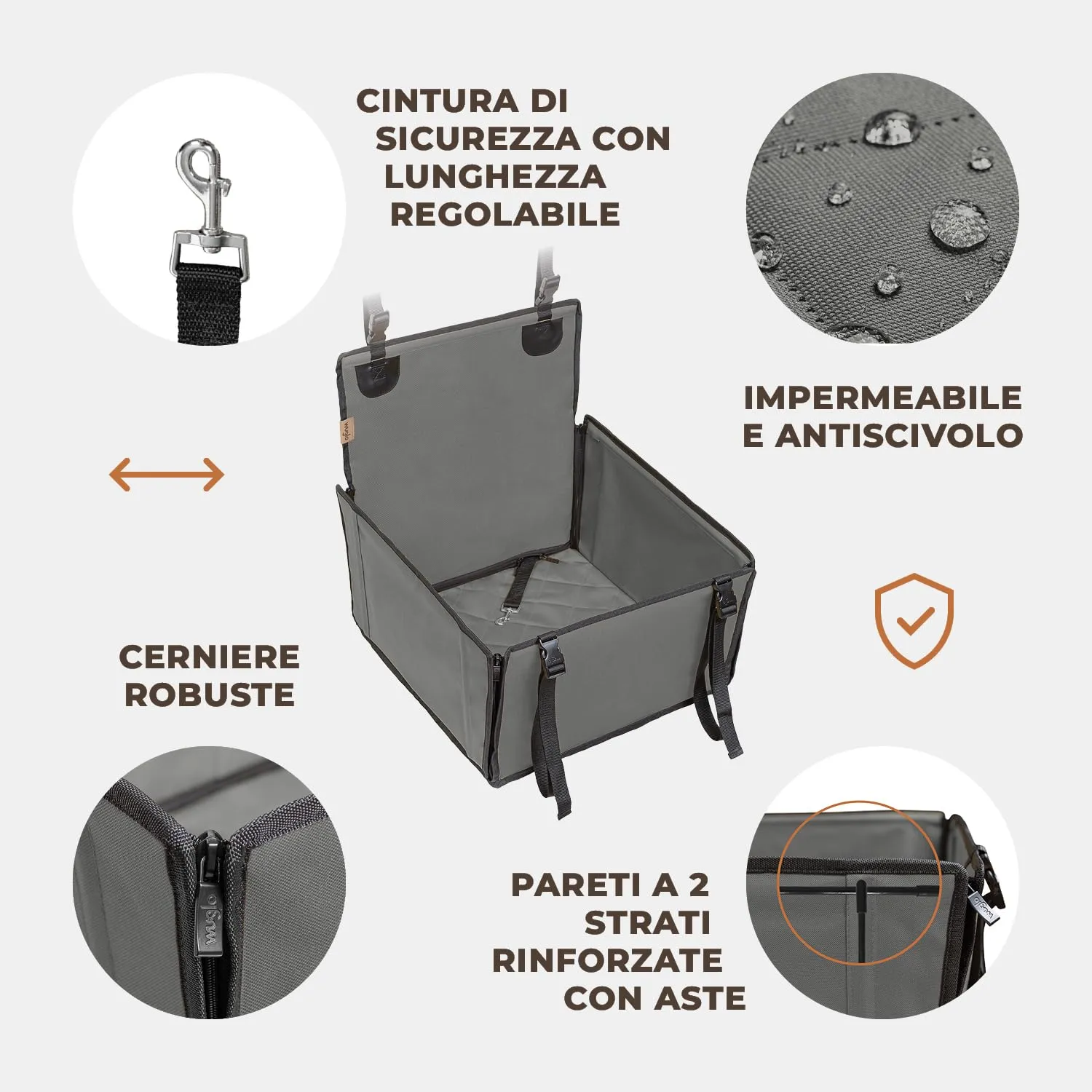 Wuglo Seggiolino Auto Cane Taglia S fino a 12 kg - immagine 5