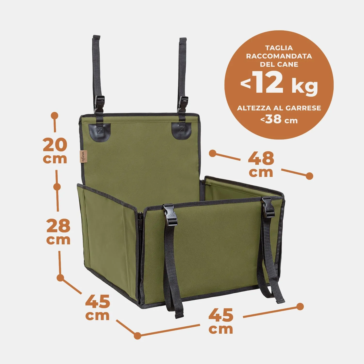 Wuglo Seggiolino Auto Cane Taglia S fino a 12 kg - Khaki - immagine 8